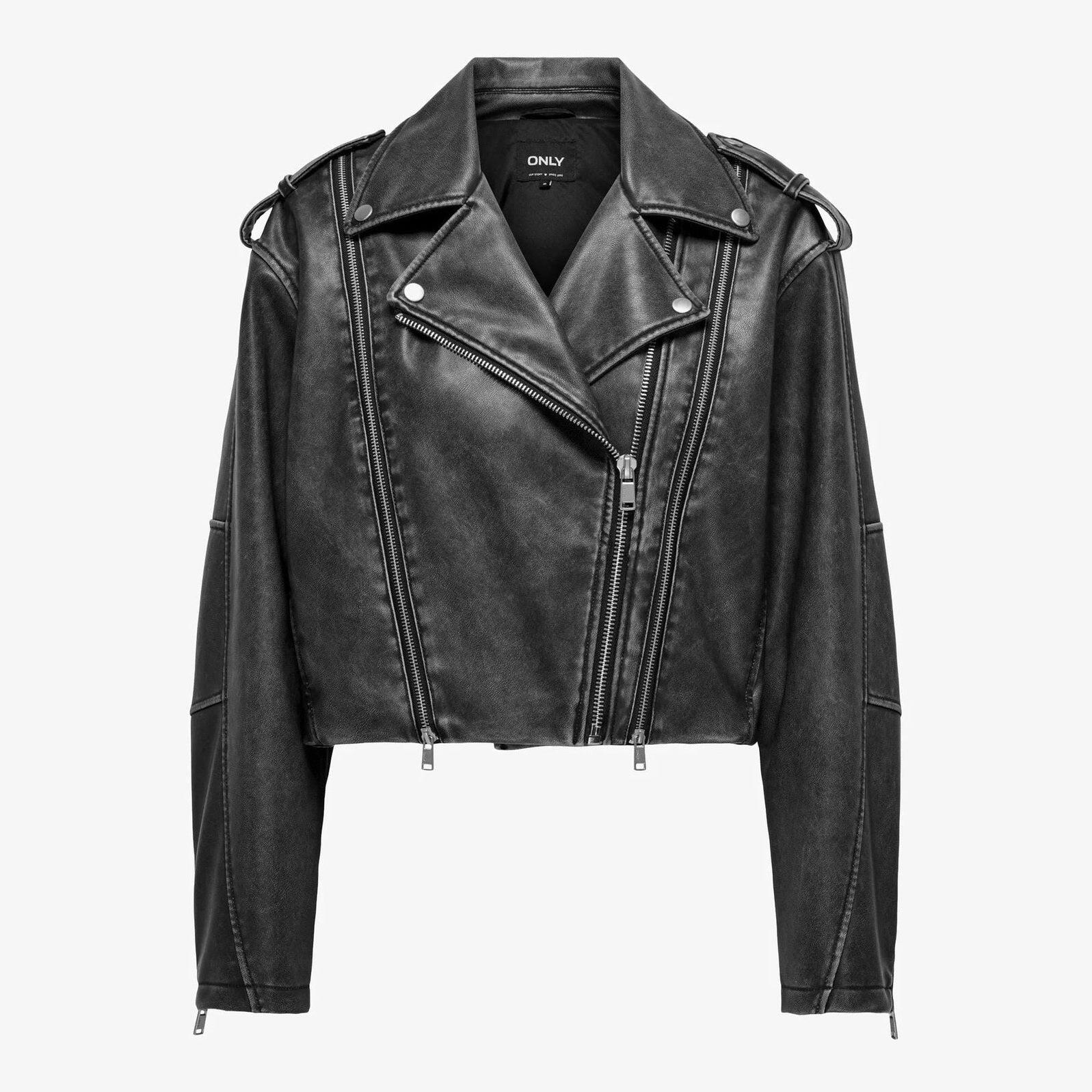 Kurtka Only Casey ze sztucznej skóry phantom washed