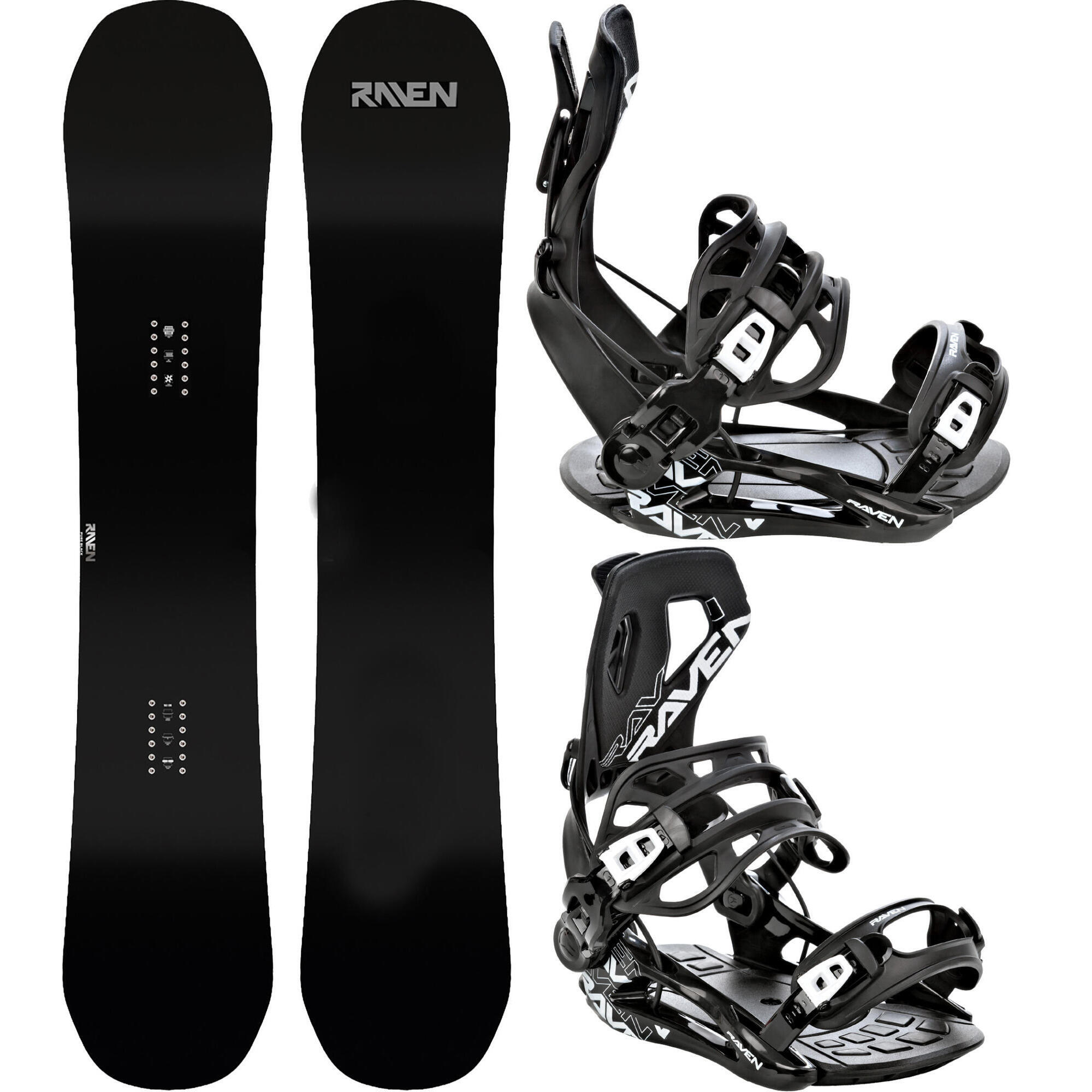 Zestaw Deska snowboardowa Raven Pure Black + Wiązania Raven FT360