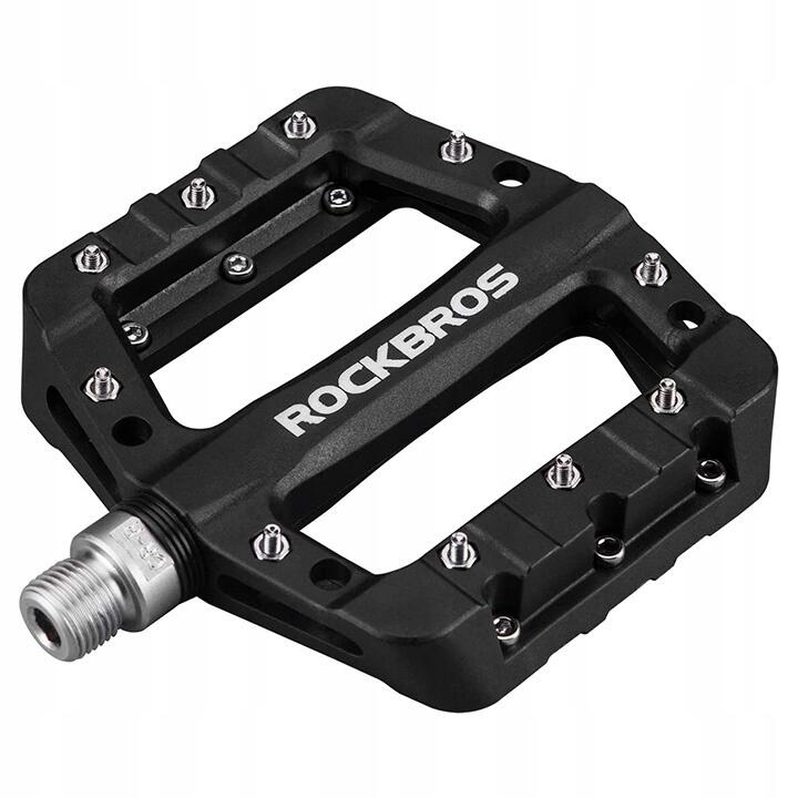 Pedały rowerowe Rockbros platformy nylon/stal czarne z pinami 9/16"