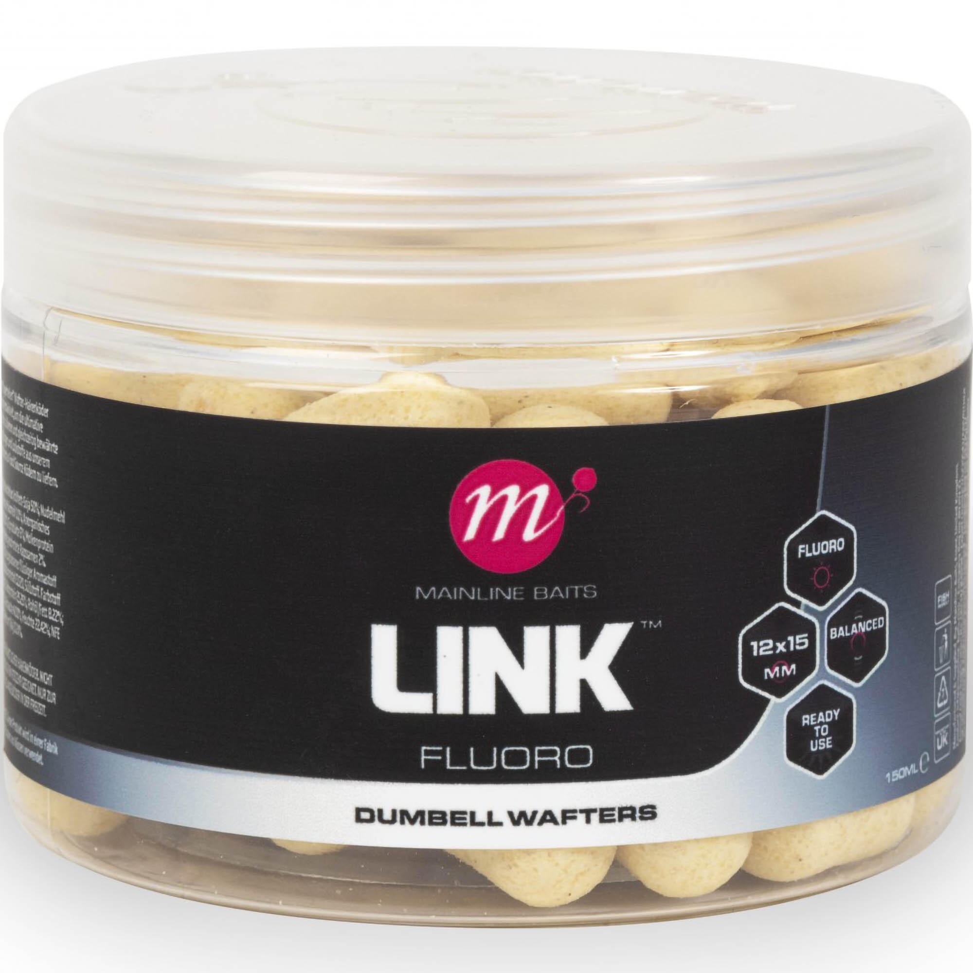 Przynęta Kulki Mainline Link Fluoro Dumbell Wafters 12X15Mm White