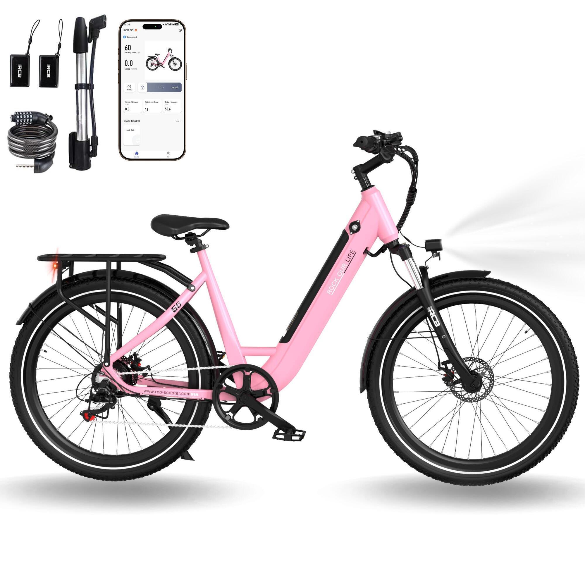 Rower elektryczny dla Dorosłych 27,5" E-Bike, APP NFC, RCB-G6
