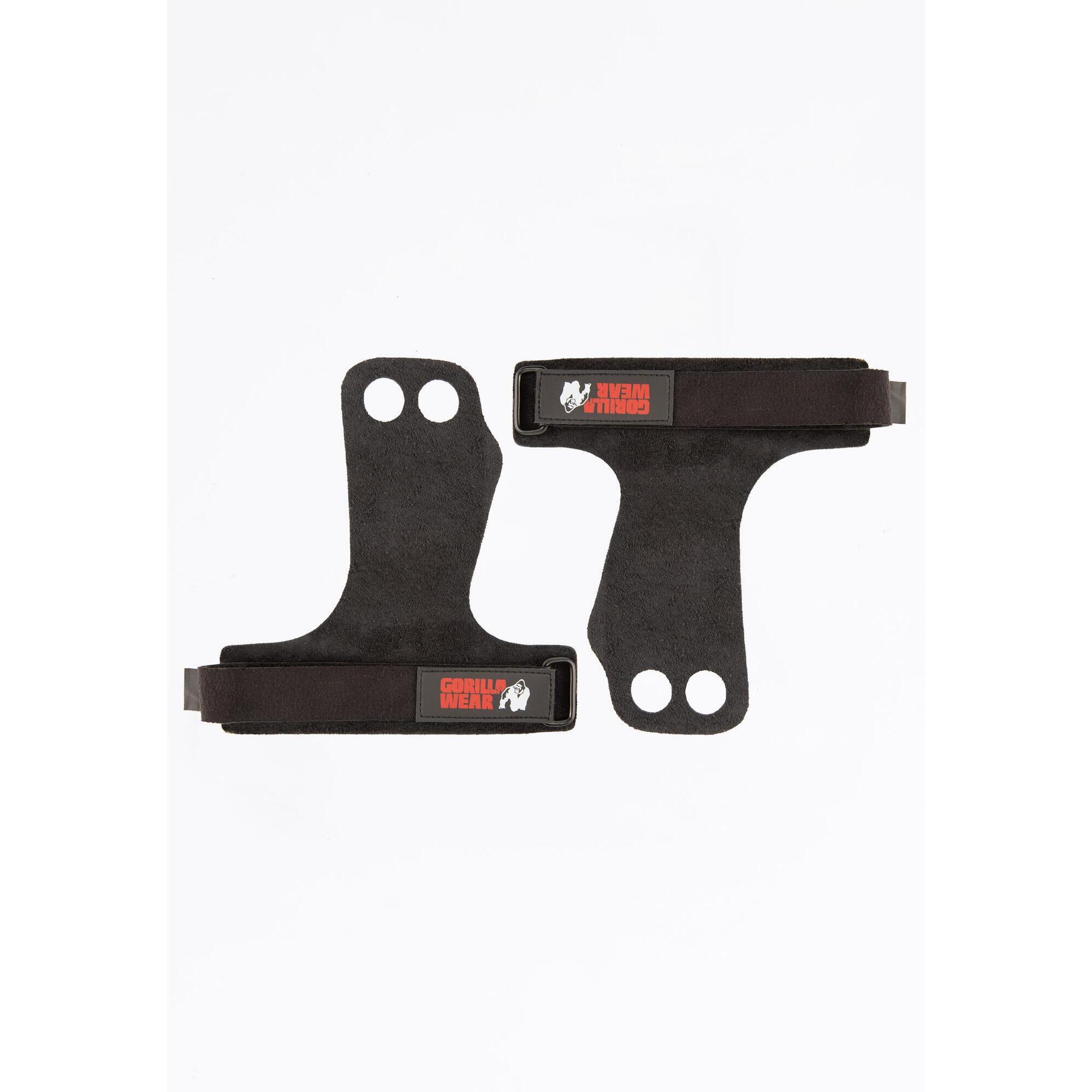 Skórzane uchwyty do podnoszenia z 2 otworami - Czarny