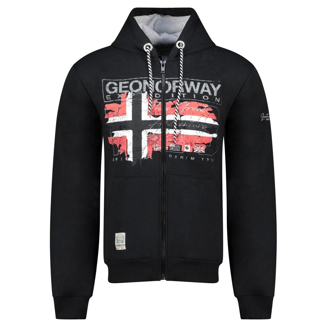 Bluza męska Geographical Norway GRUSTY BLACK DB MEN 100 z kapturem, czarna.