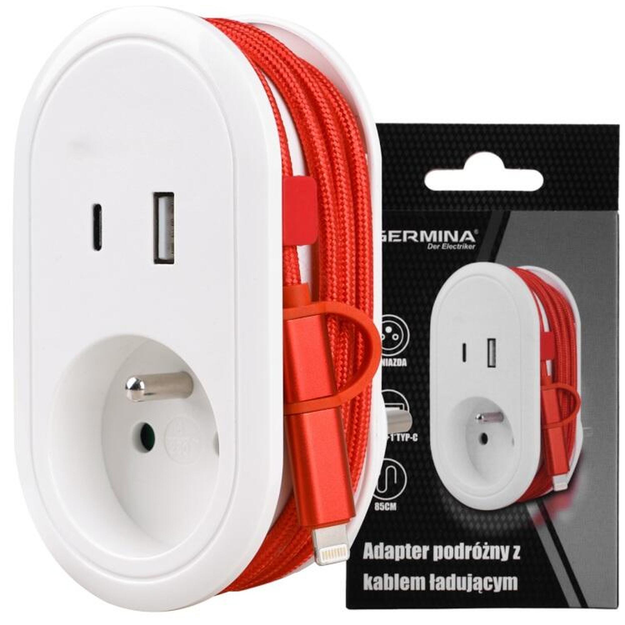 Adapter podróżny z kablem ładującym Germina