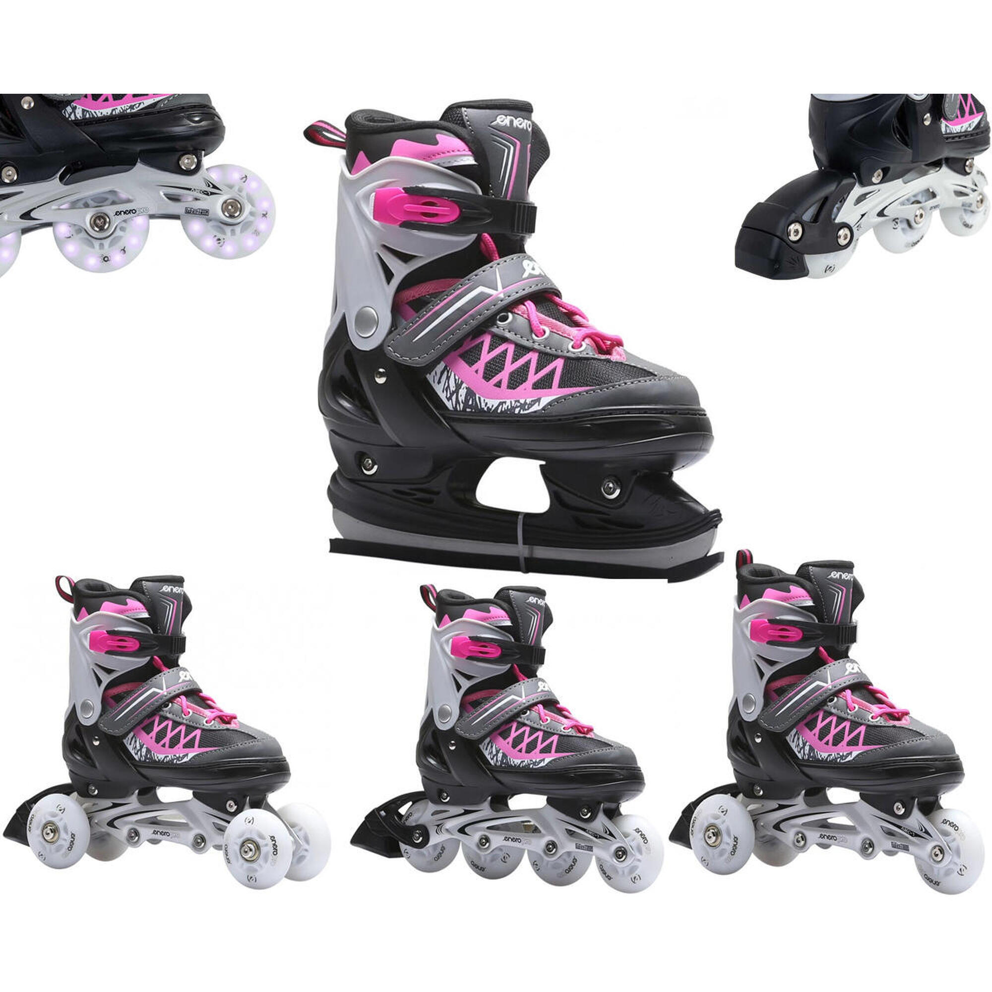 Rolki Wrotki Łyżwy Regulowane 4w1 dziecięce Enero Pro Led