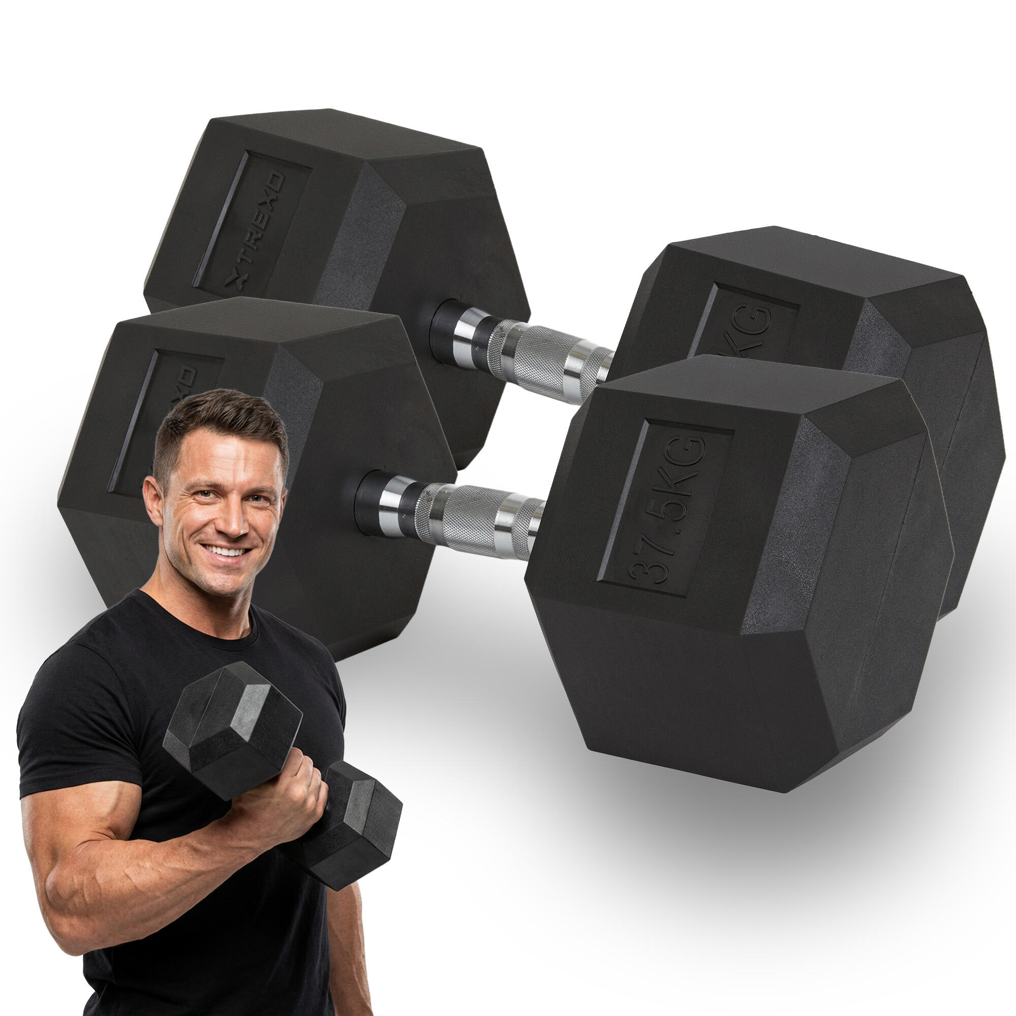 Hantel ogumowany XTREXO Hex 37,5 kg 37.5 kg