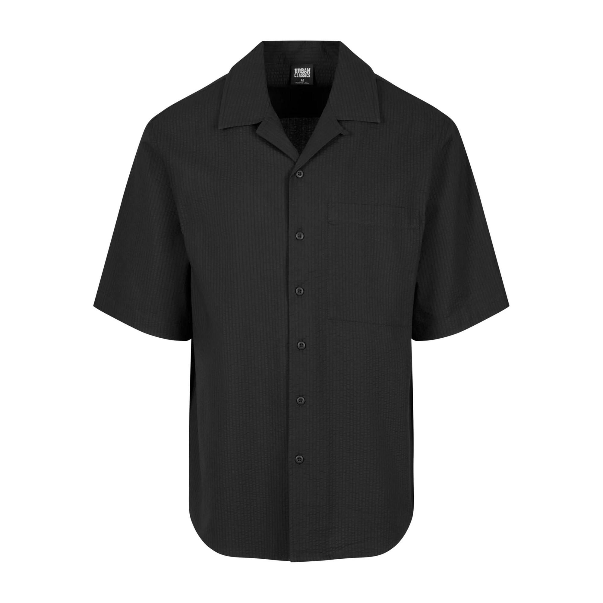 Męska Koszula Seersucker Relaxed Fit Z Krótkim Rękawem