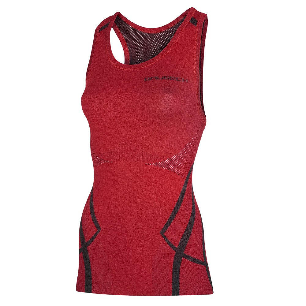 Bezrękawnik damski Brubeck Fitness z wąskim ramiączkiem rubinowy L
