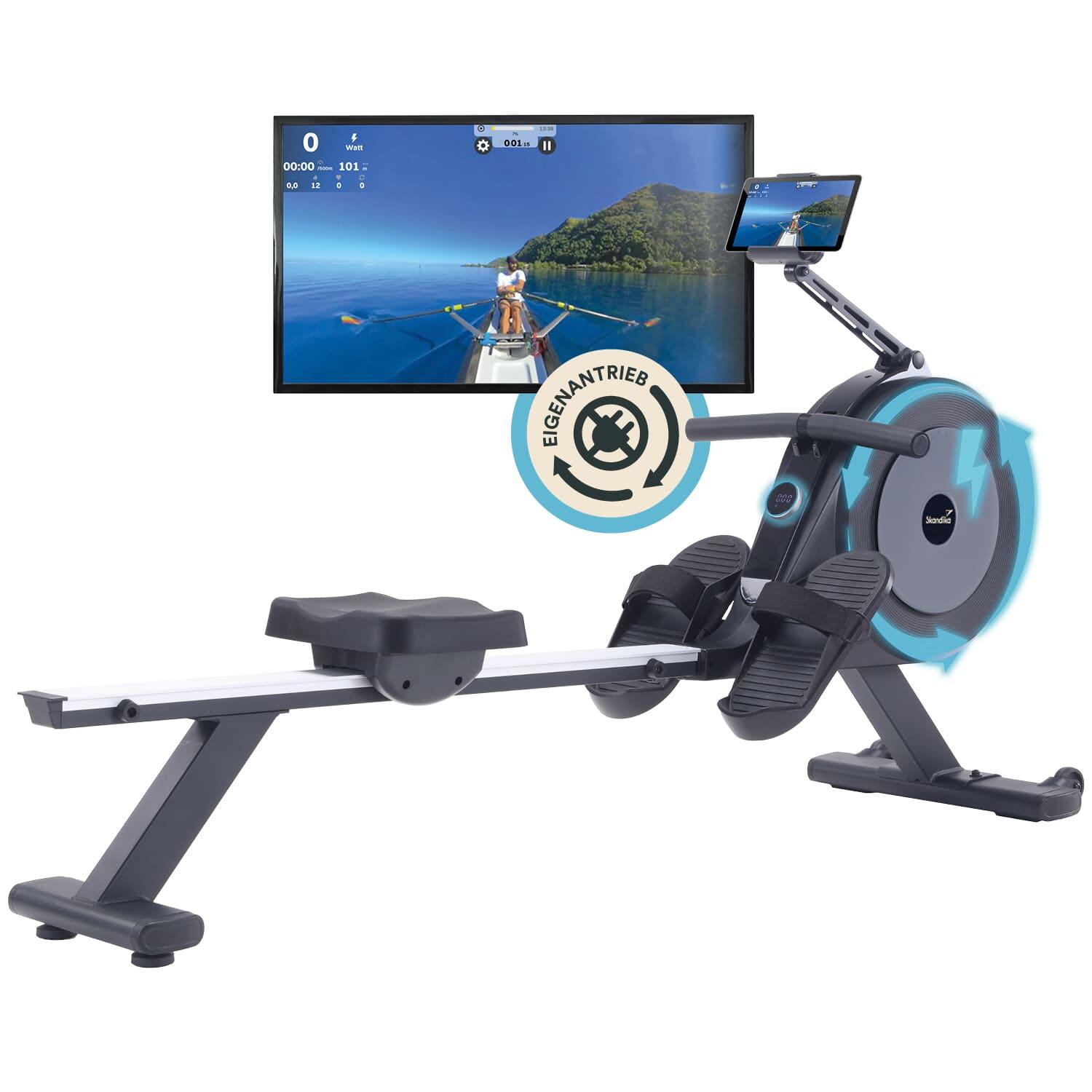 Wioślarz stacjonarny Njord P6-G, z własnym zasilaniem i wyświetlaczem LED