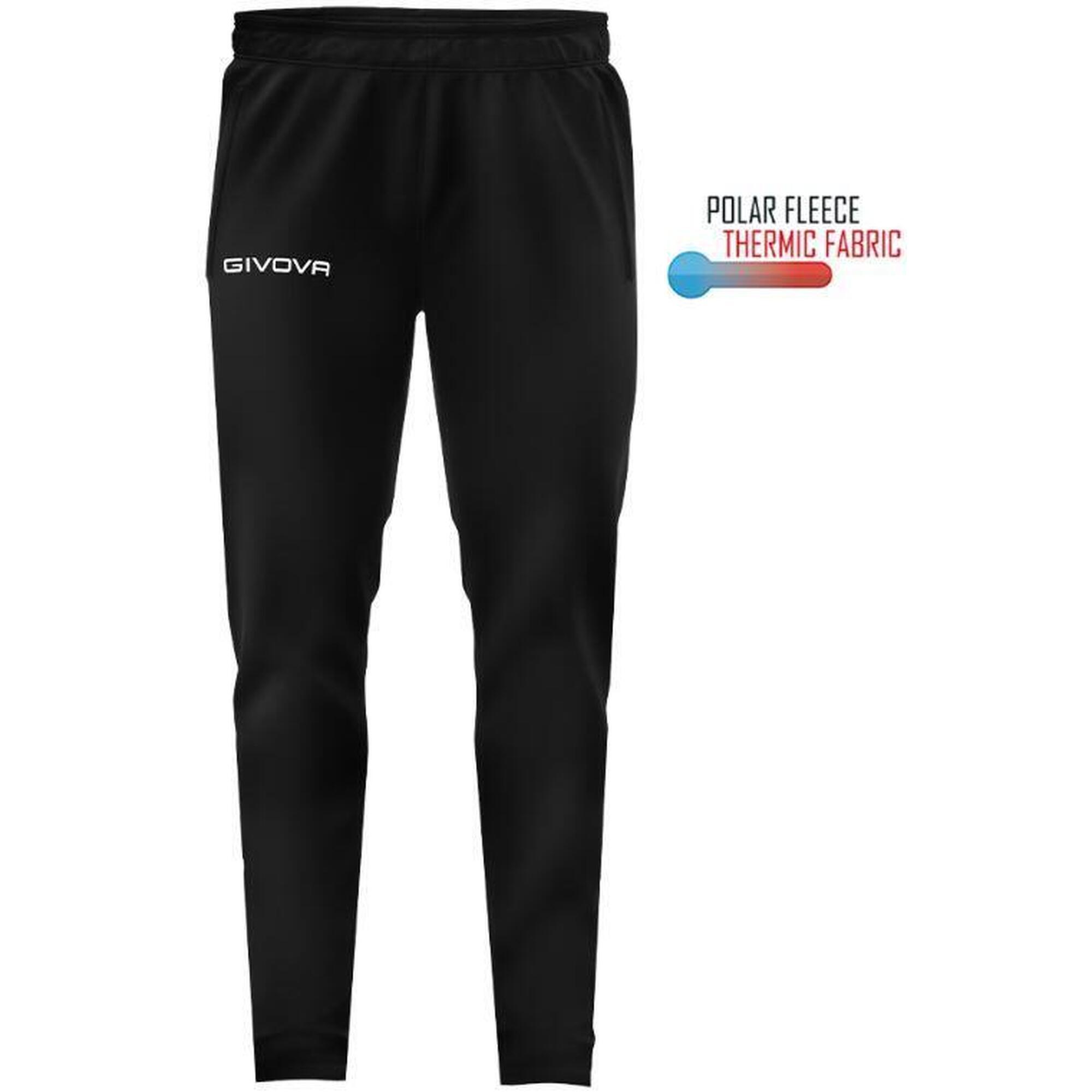 Spodnie sportowe Givova Cuba P023 – Polarfleece, kieszenie na zamek