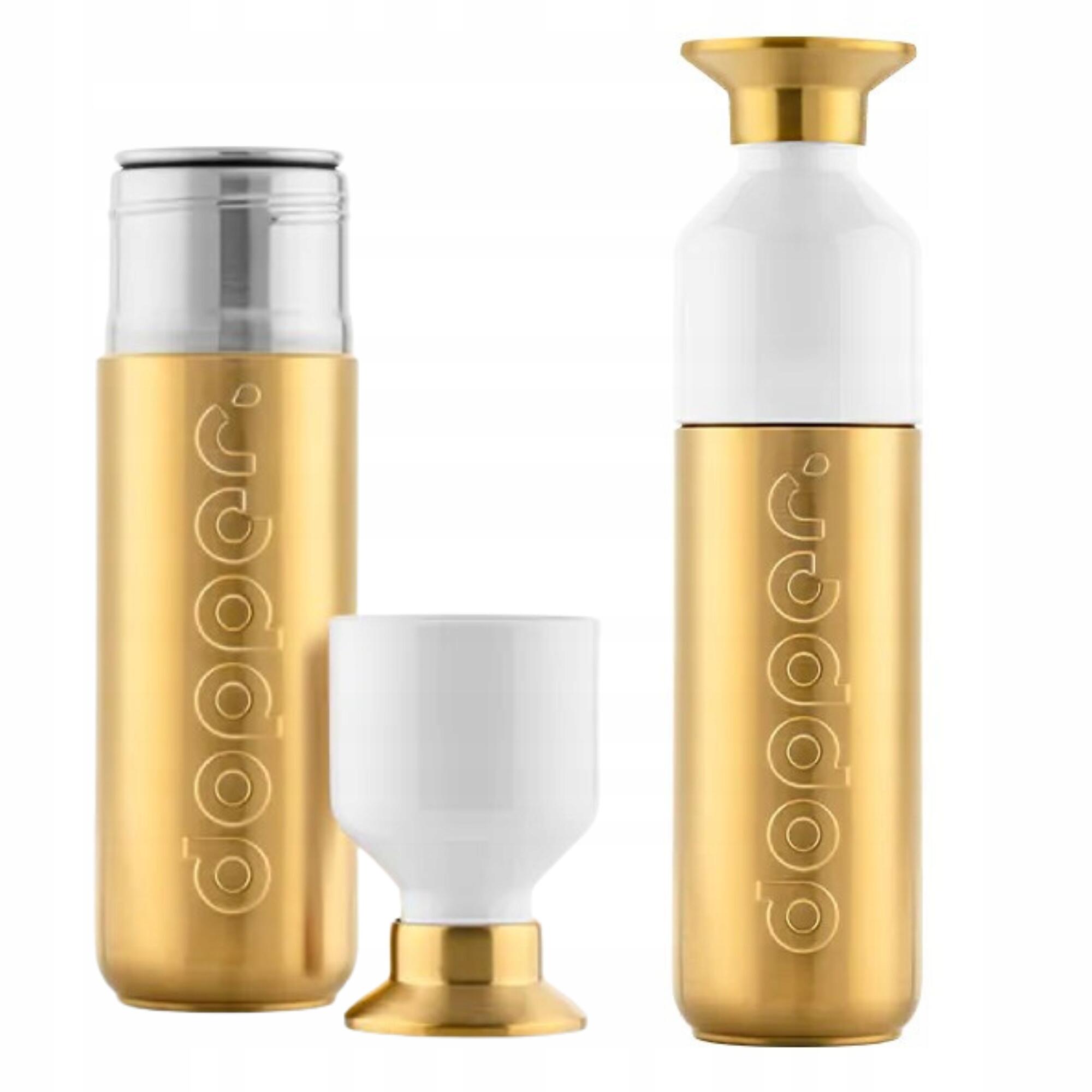 Ekologiczna butelka metalowa Dopper Steel Gold 490 ml z kubkiem termos