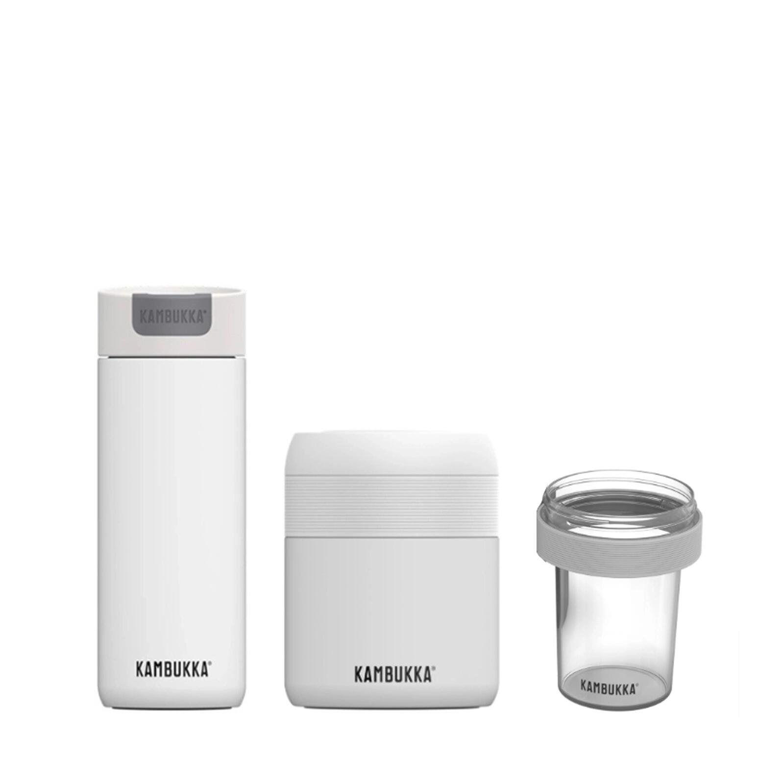 Zestaw Kambukka Lunch Trio kubek termiczny, termos obiadowy, przegródka