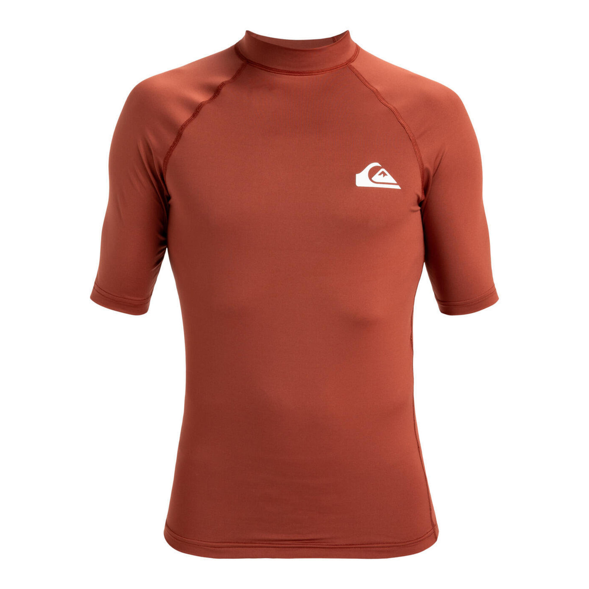 Koszulka surf UPF 50 z krótkim rękawem dla Mężczyzn EVERYDAY Brązowy