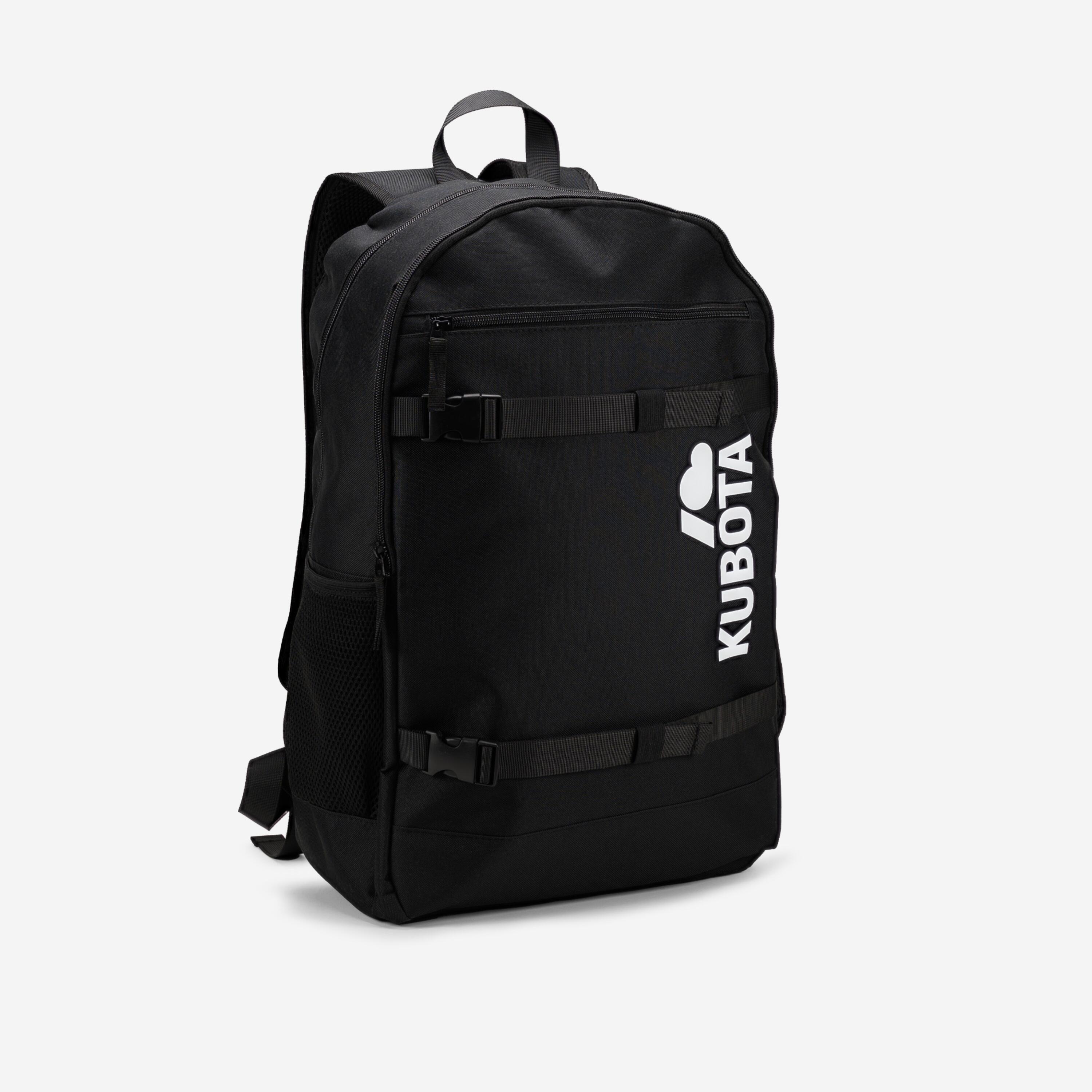Czarny plecak z taśmami Kubota