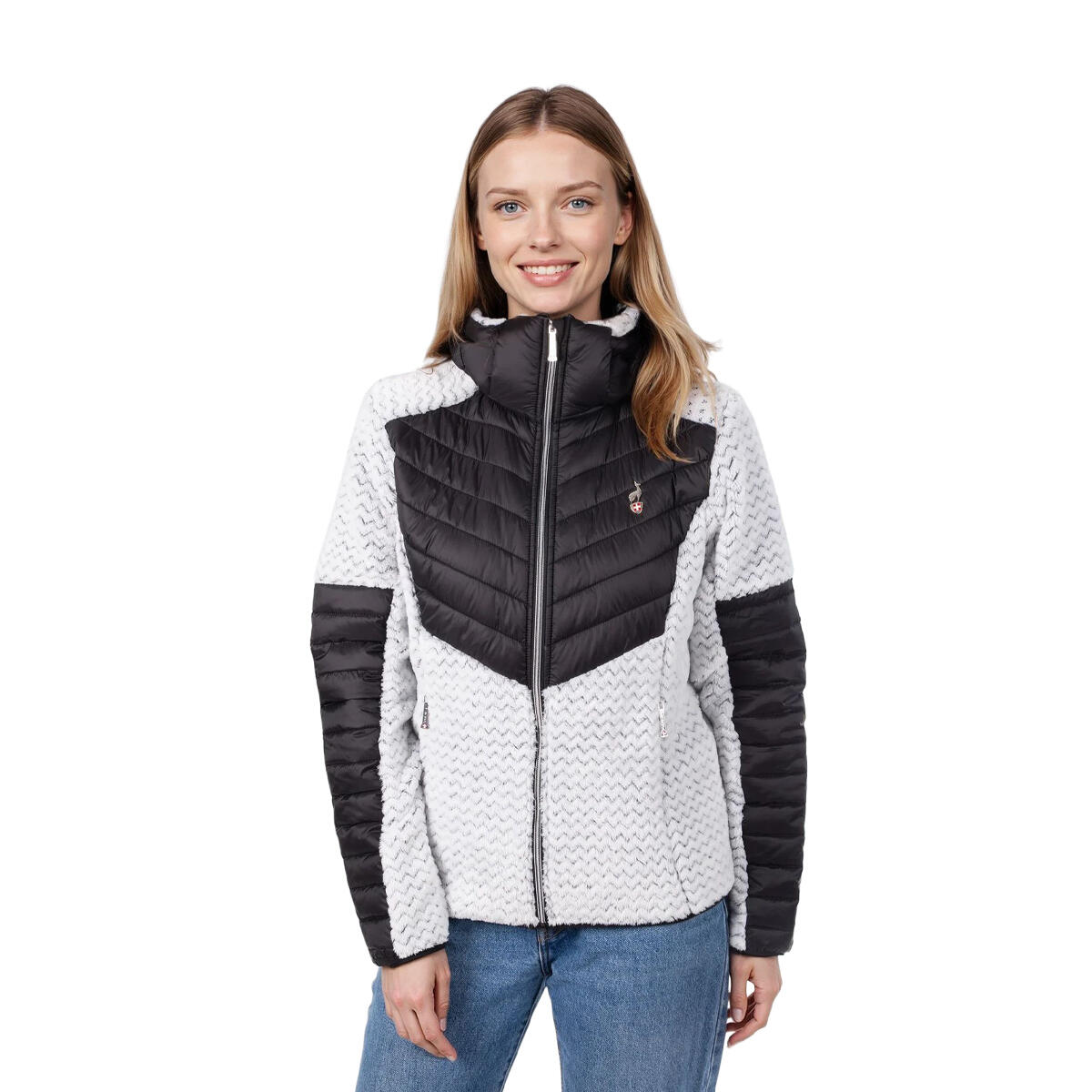 Kurtka hybrydowa CMP CLEM pikowana z futerkiem lekka ciepła