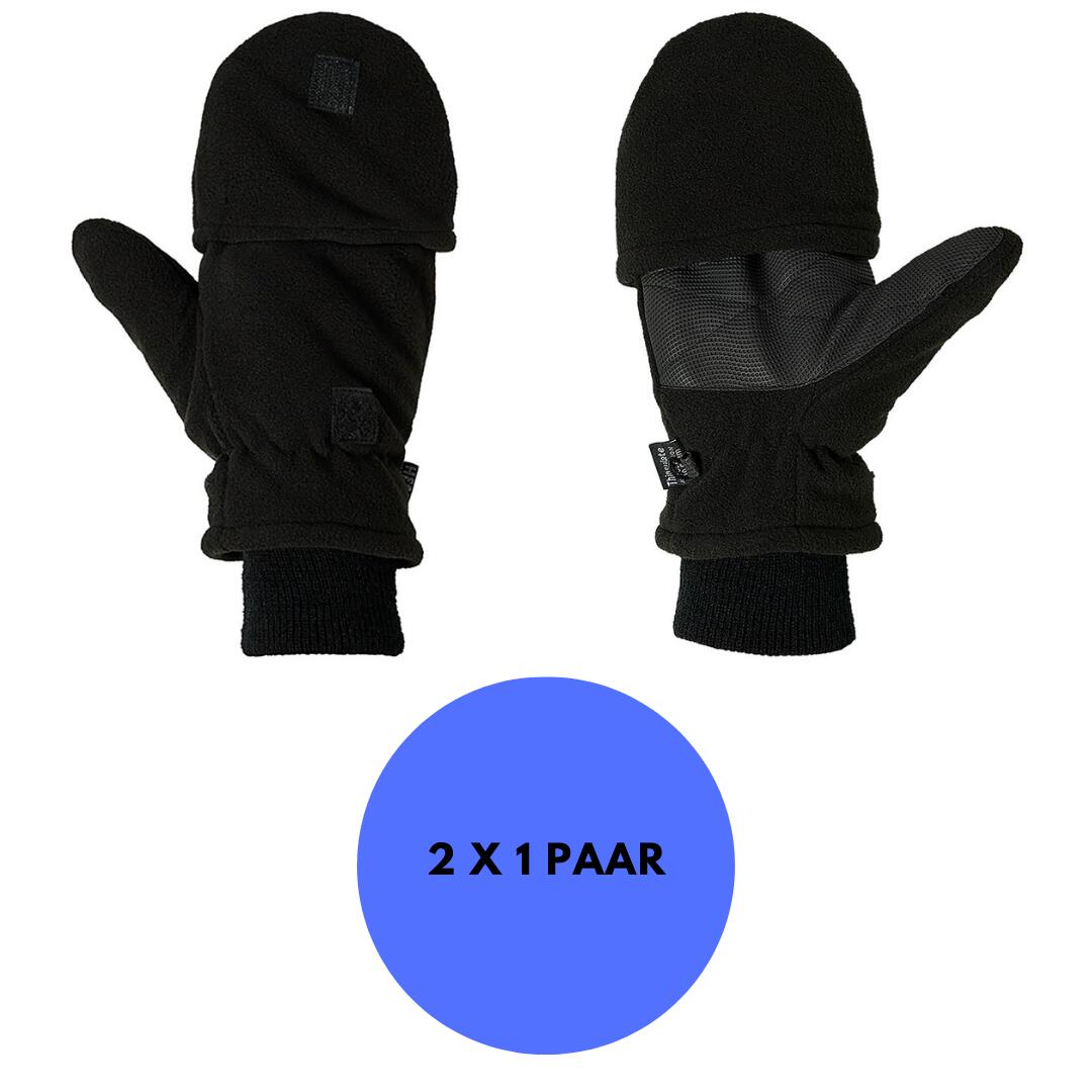 Rękawiczki termiczne z palcami - Męskie - Czarne - 2 pary