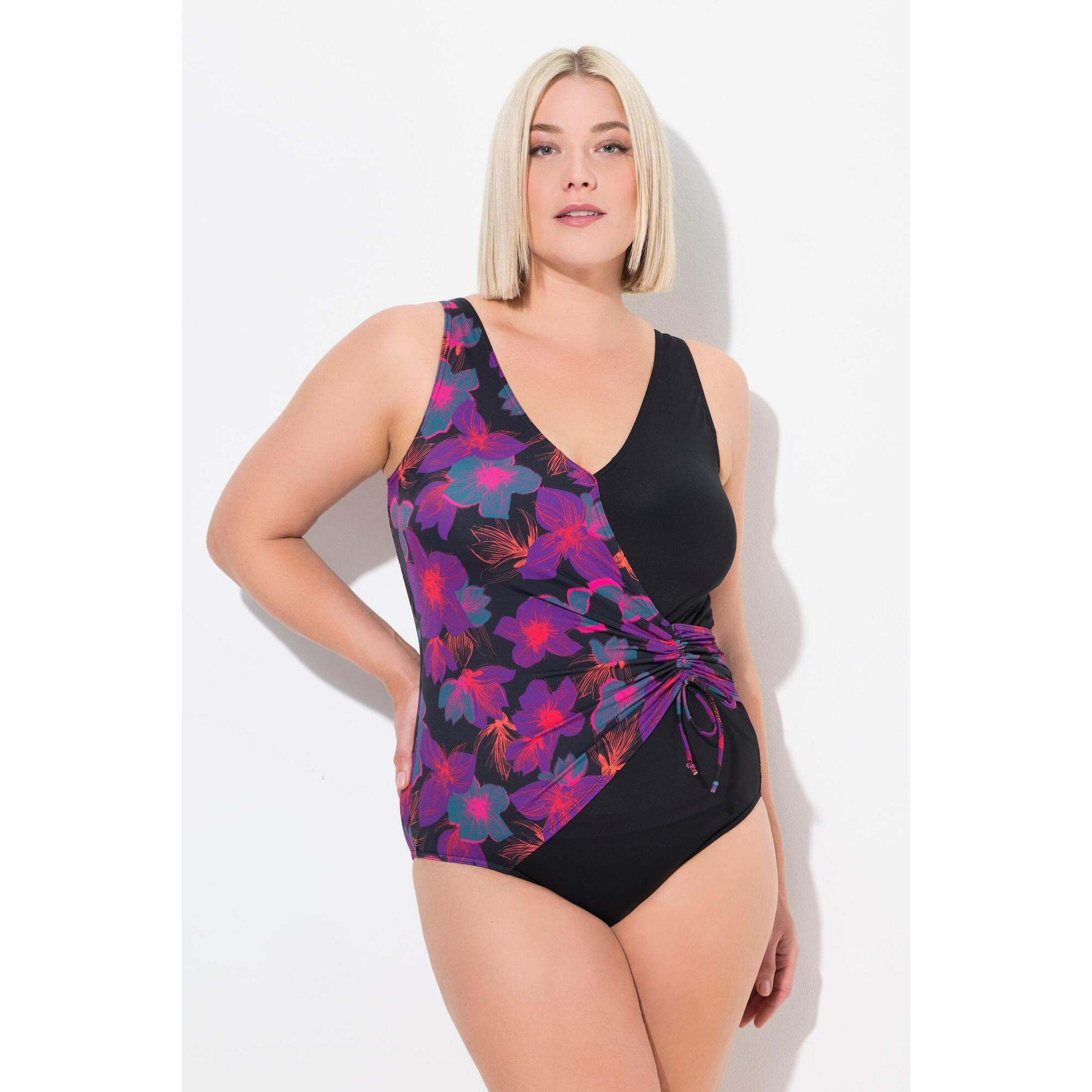 Damski Strój kąpielowy kwiaty miękkie miseczki kopertowy styl