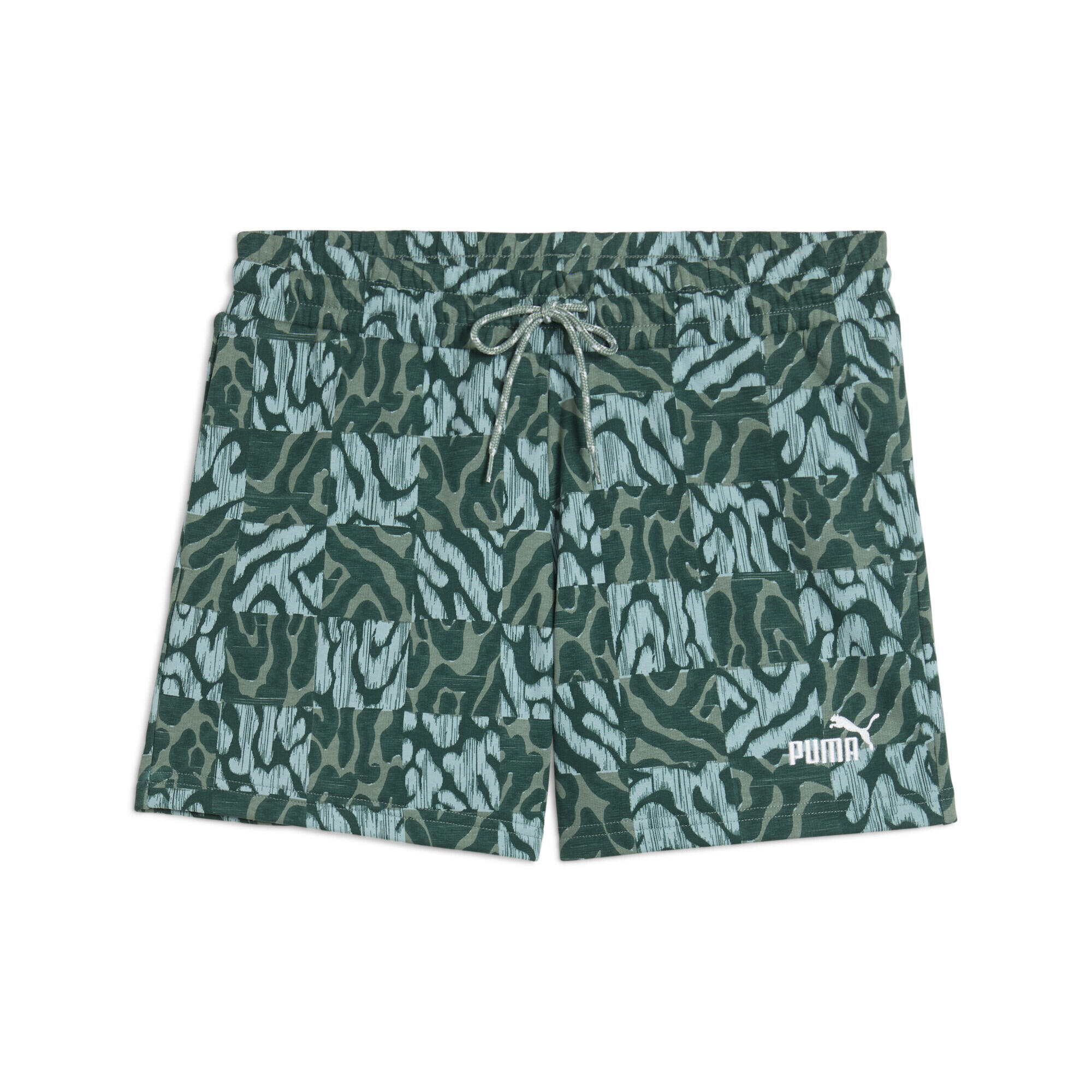 Damskie szorty ze średnim stanem 5" ESS GRAPHIC PUMA Green Moon