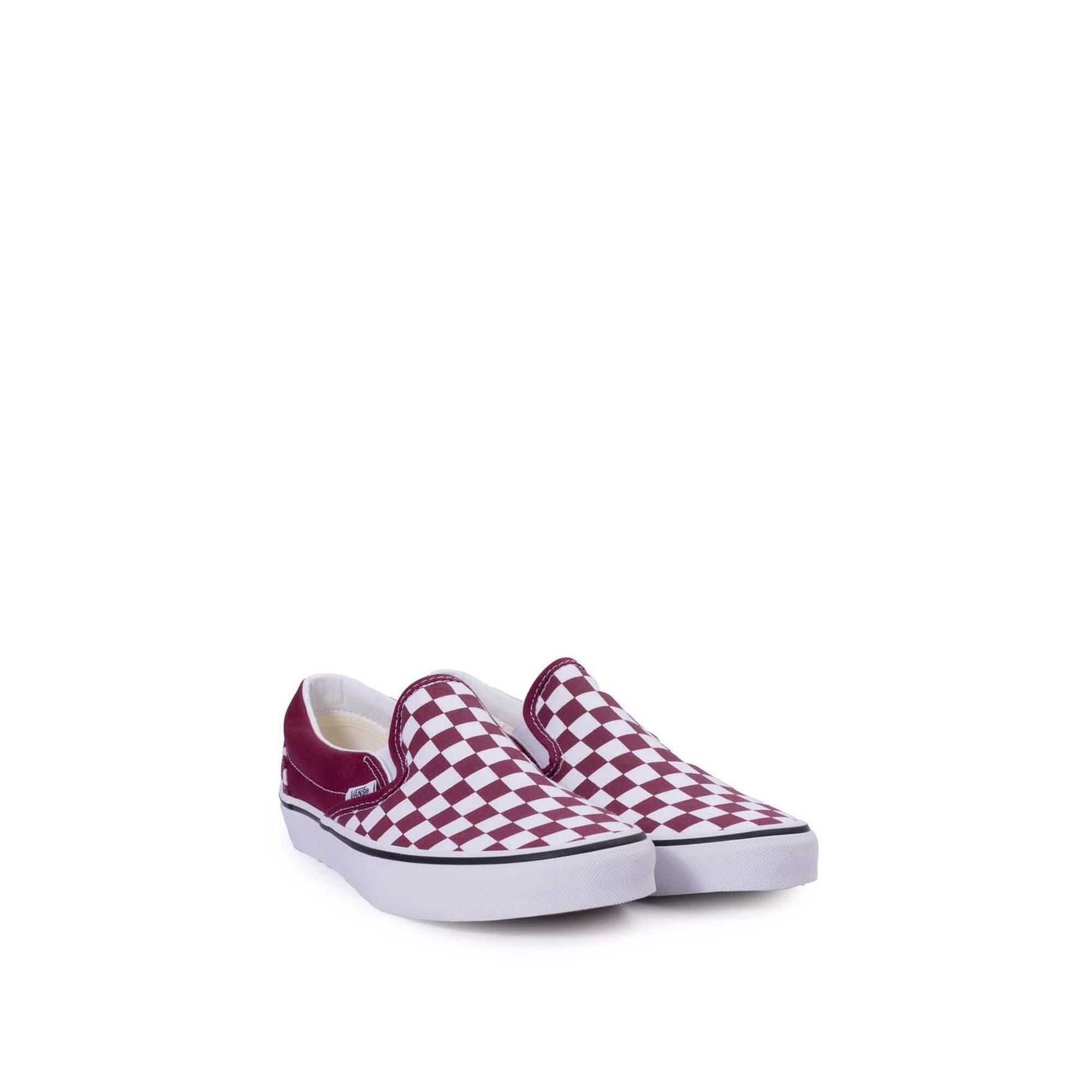 Sneakers Vans Slip-On bordowe w kratkę