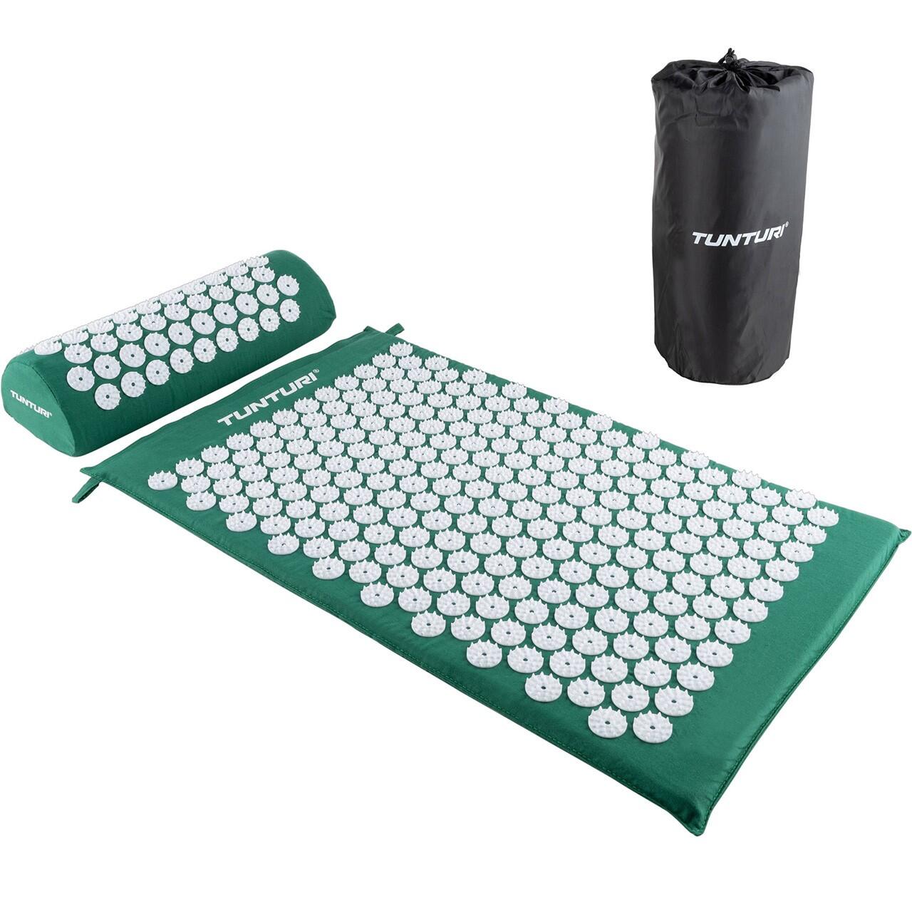 Mata do akupresury z poduszką TUNTURI ACUPRESSURE MAT AND PILLOW zielona