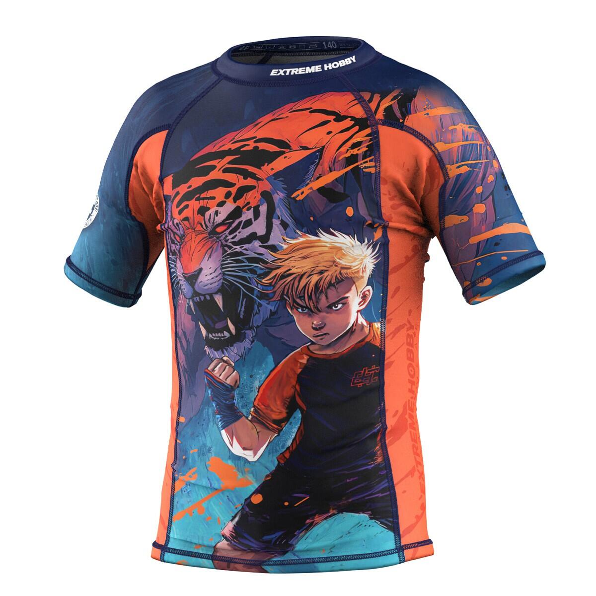 Rashguard dla dzieci do MMA z krótkim rękawem EXTREME HOBBY TIGER