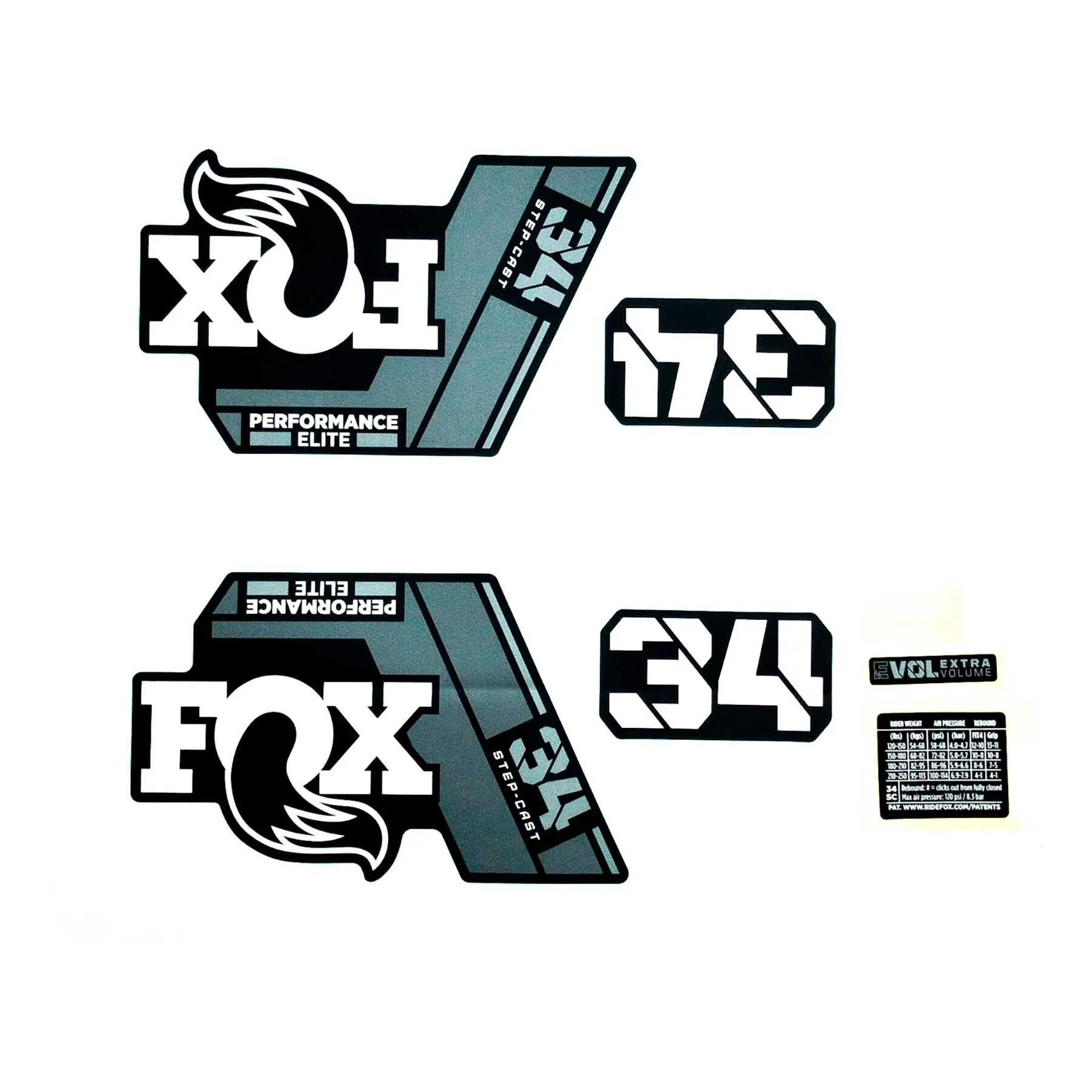 Zestaw naklejek transferowych Fox 2022, 34 SC, P-SE, Logo, Fork