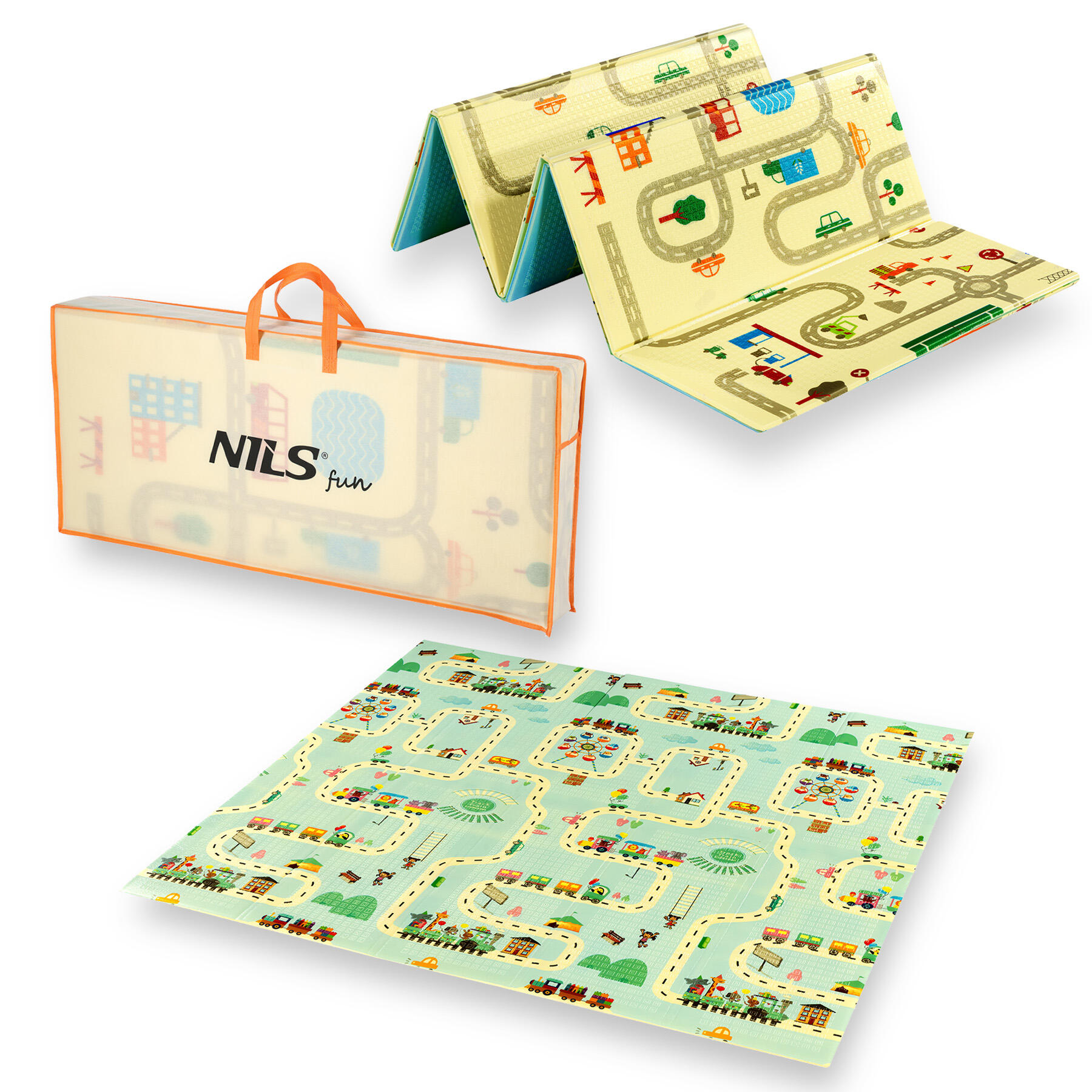 Mata dziecięca składana dwustronna 195x180 cm Nils Fun MD04