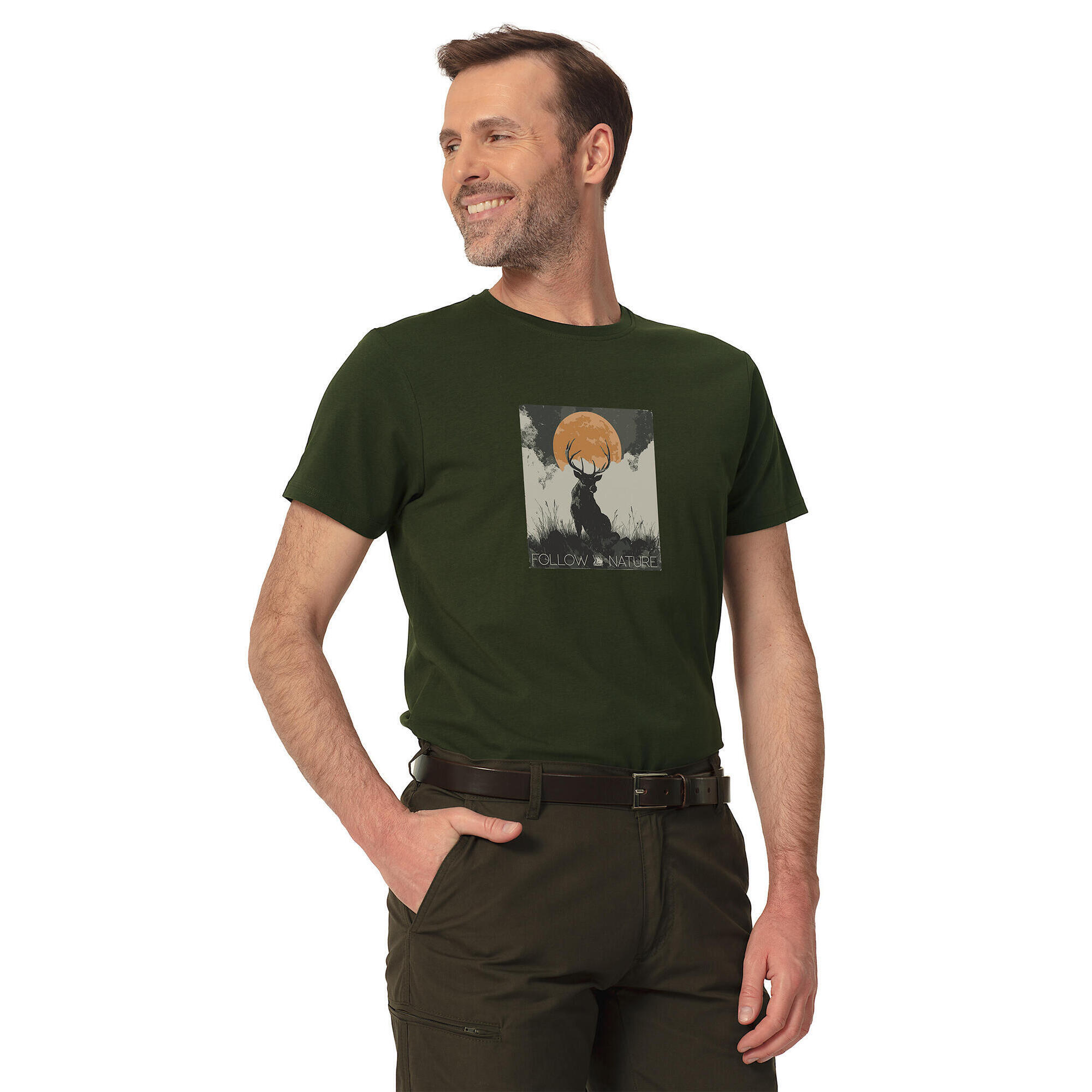 T-shirt myśliwski męski Tagart FNT Deerant Green z nadrukiem