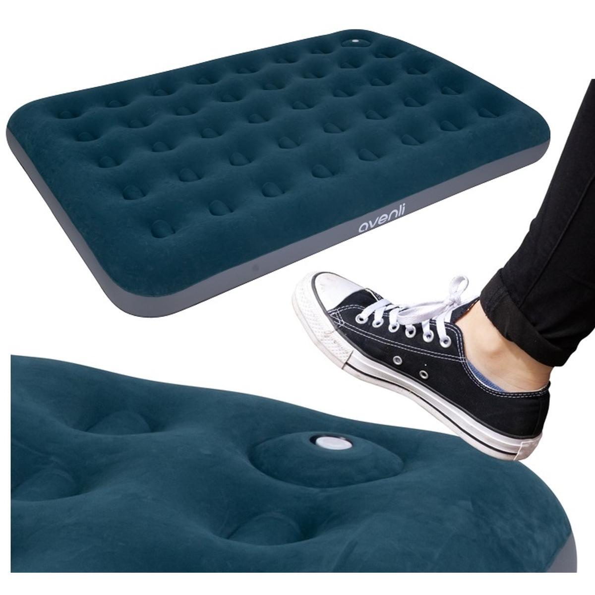 Materac dmuchany 2 osobowy Avenli flokowany, z pompką wbudowaną