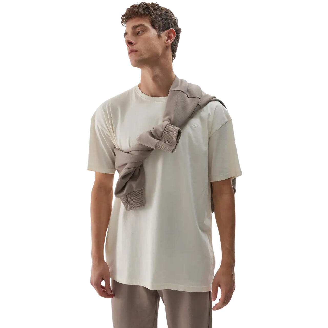 Koszulka męska 4F M2967 złamana biel 4FWAW25TTSHM2967 11S ROZMIAR S