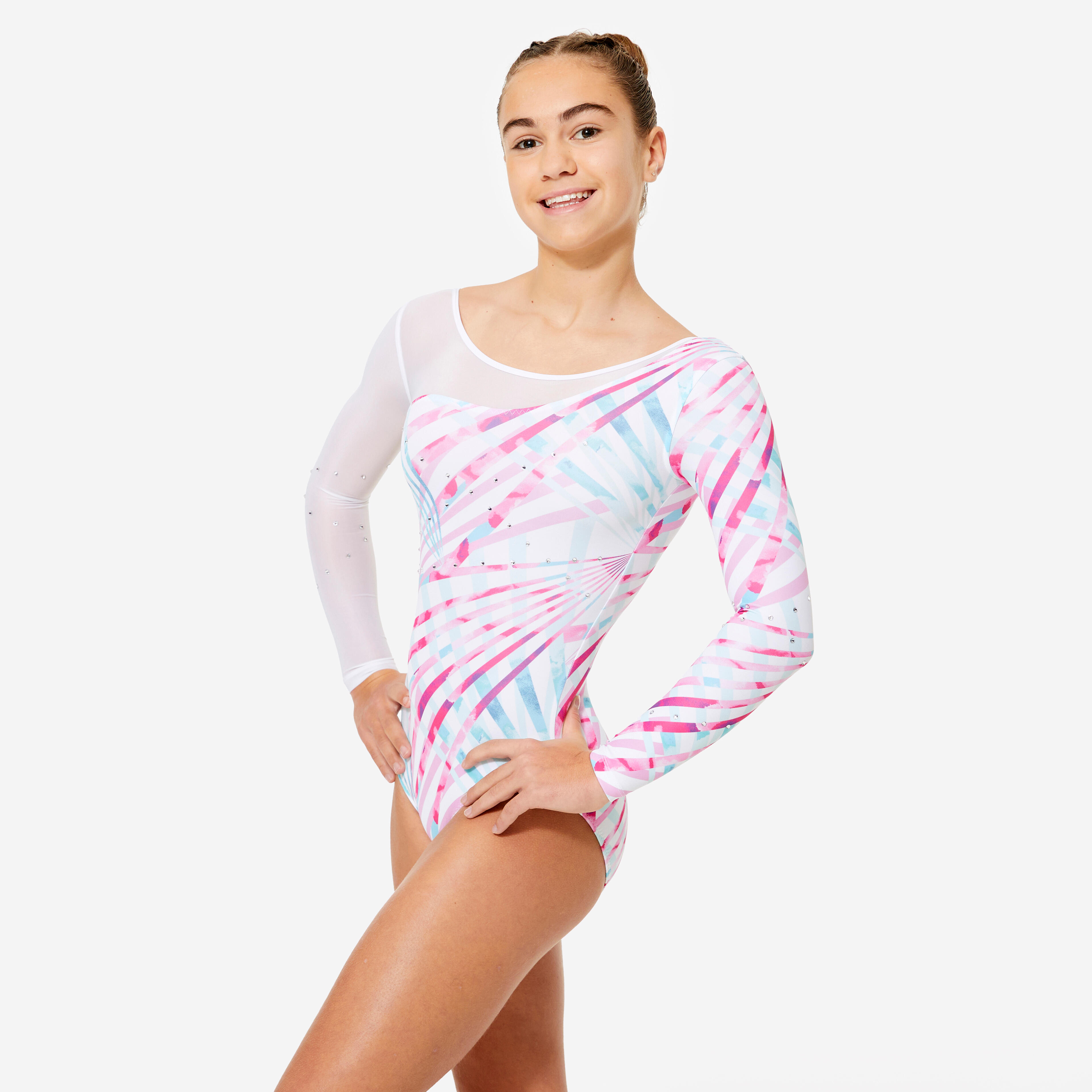 Kostium do gimnastyki dla dzieci Domyos długi rękaw