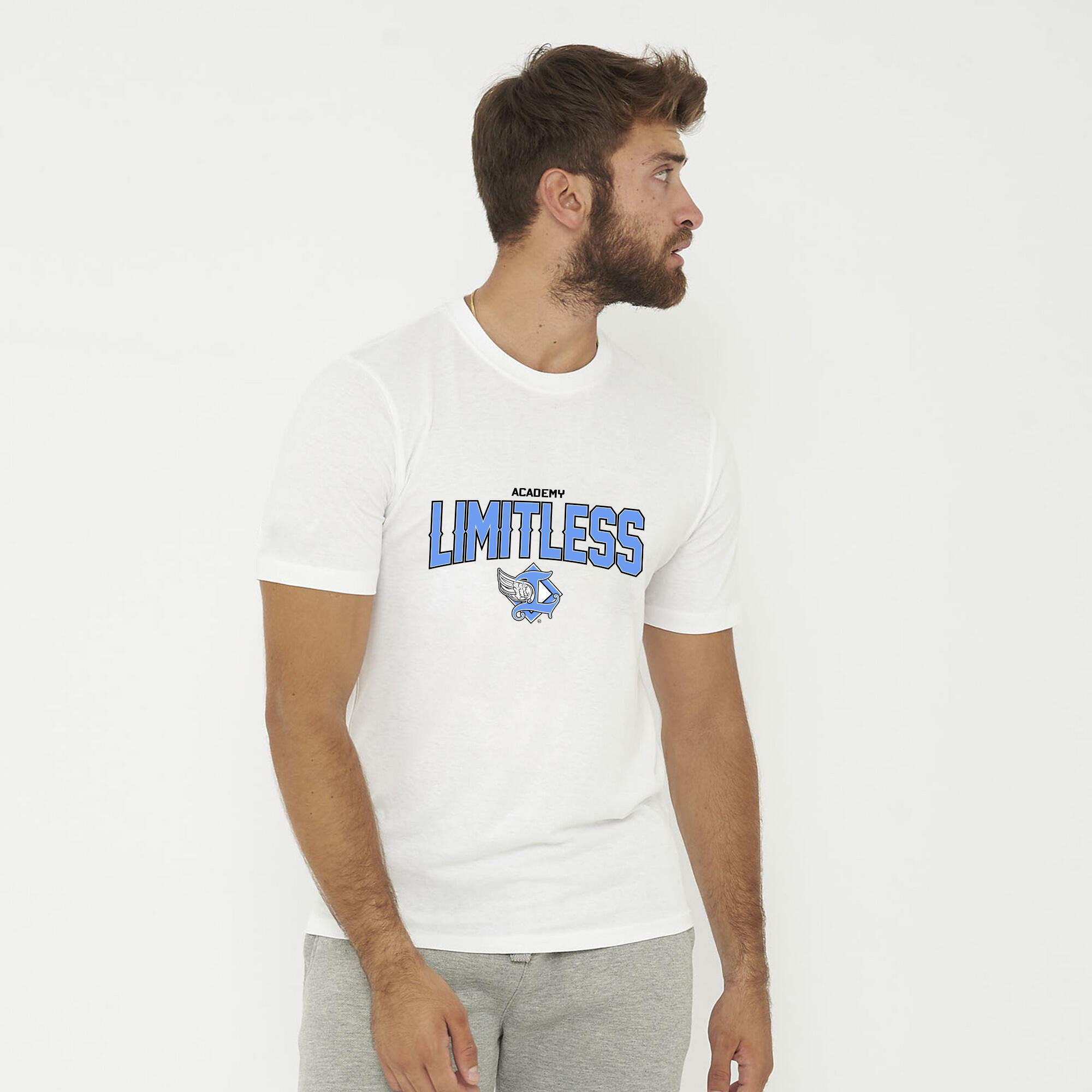 T-shirt z bawełny męski LIMITLESS biały