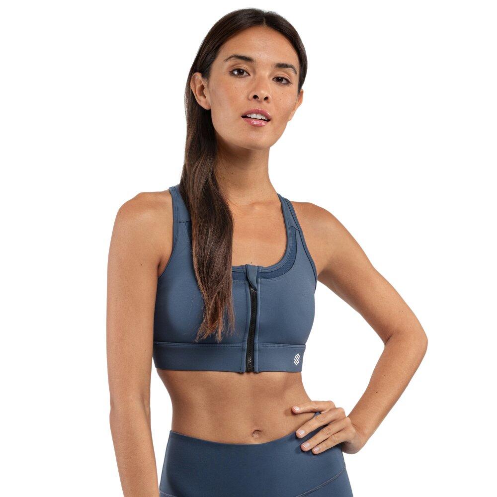 Stanik sportowy fitness damski - Wysokie wsparcie Squat Blue