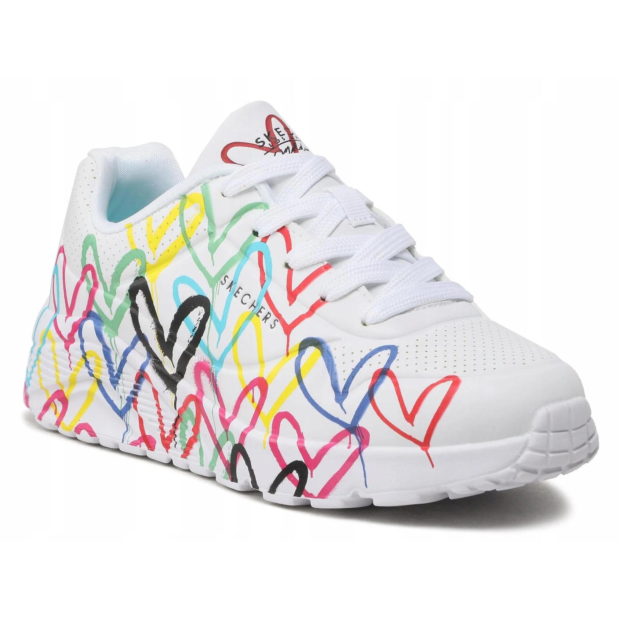 Buty damskie SKECHERS UNO LITE 314064L-WMLT białe w serca sportowe 39,5