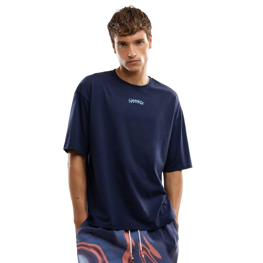 Męski luźny T-shirt Lifestyle Siroko IBZ Ibi Blue Stone