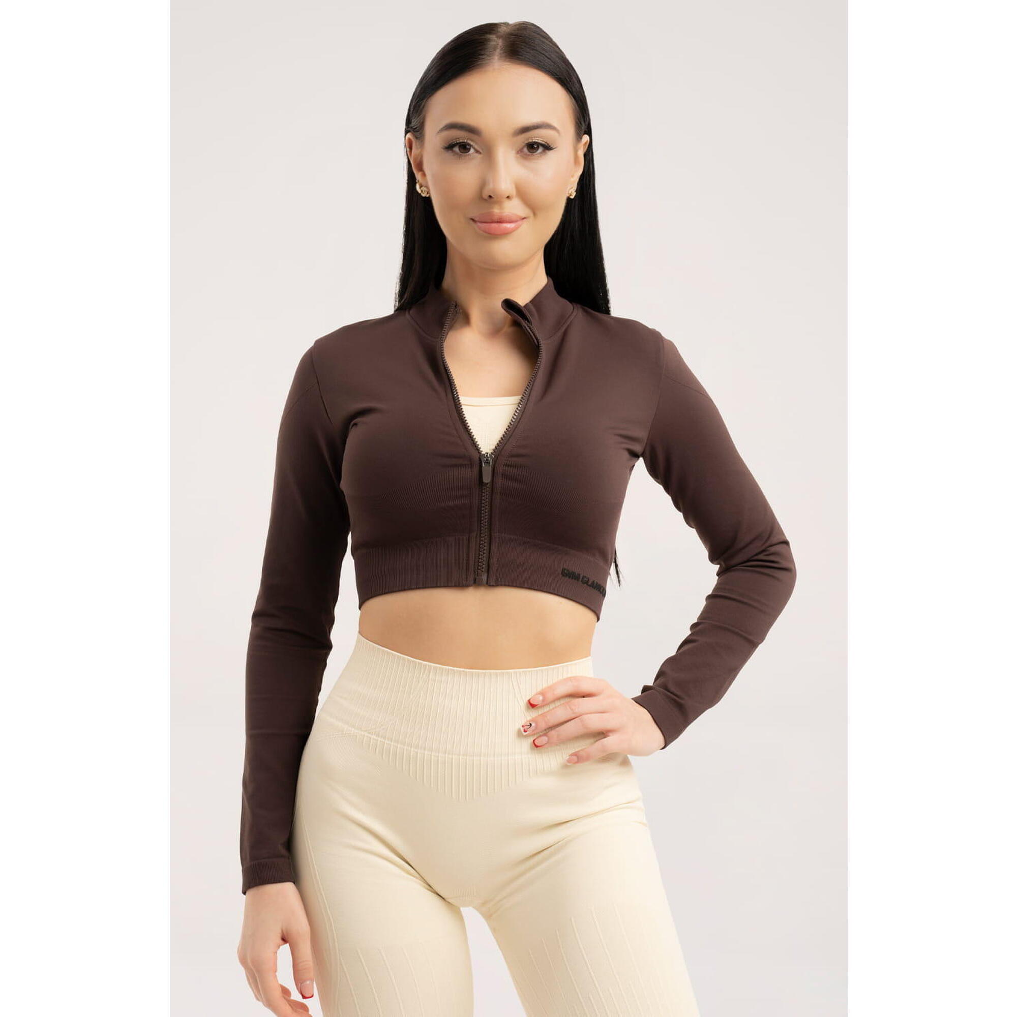 Bluza fitness damska Gym Glamour bezszwowa rozpinana