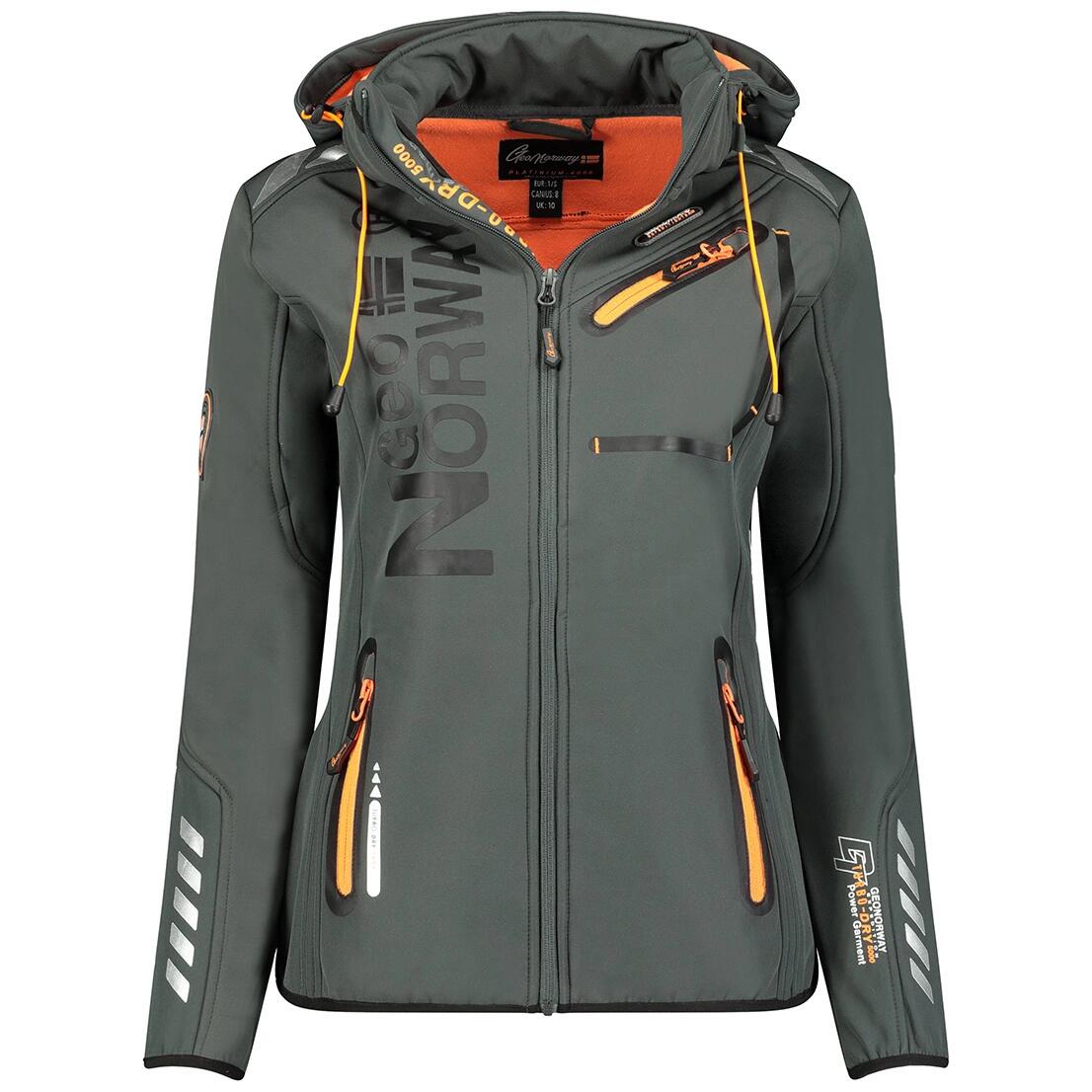 Geographical Norway REINE - damski softshell ciemnoszary/pomarańczowy.