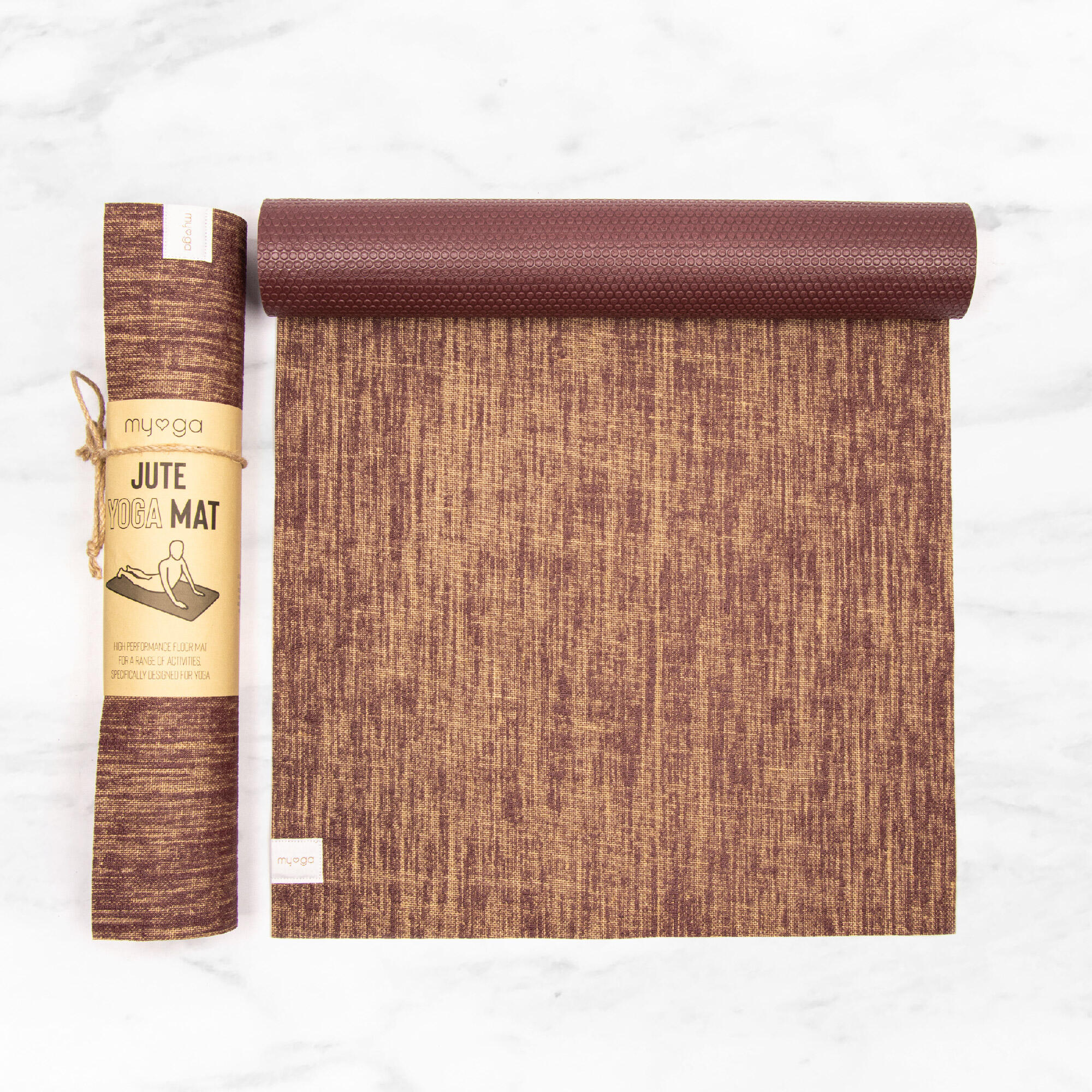 Mata do jogi myga - Jute 5mm - bordowy