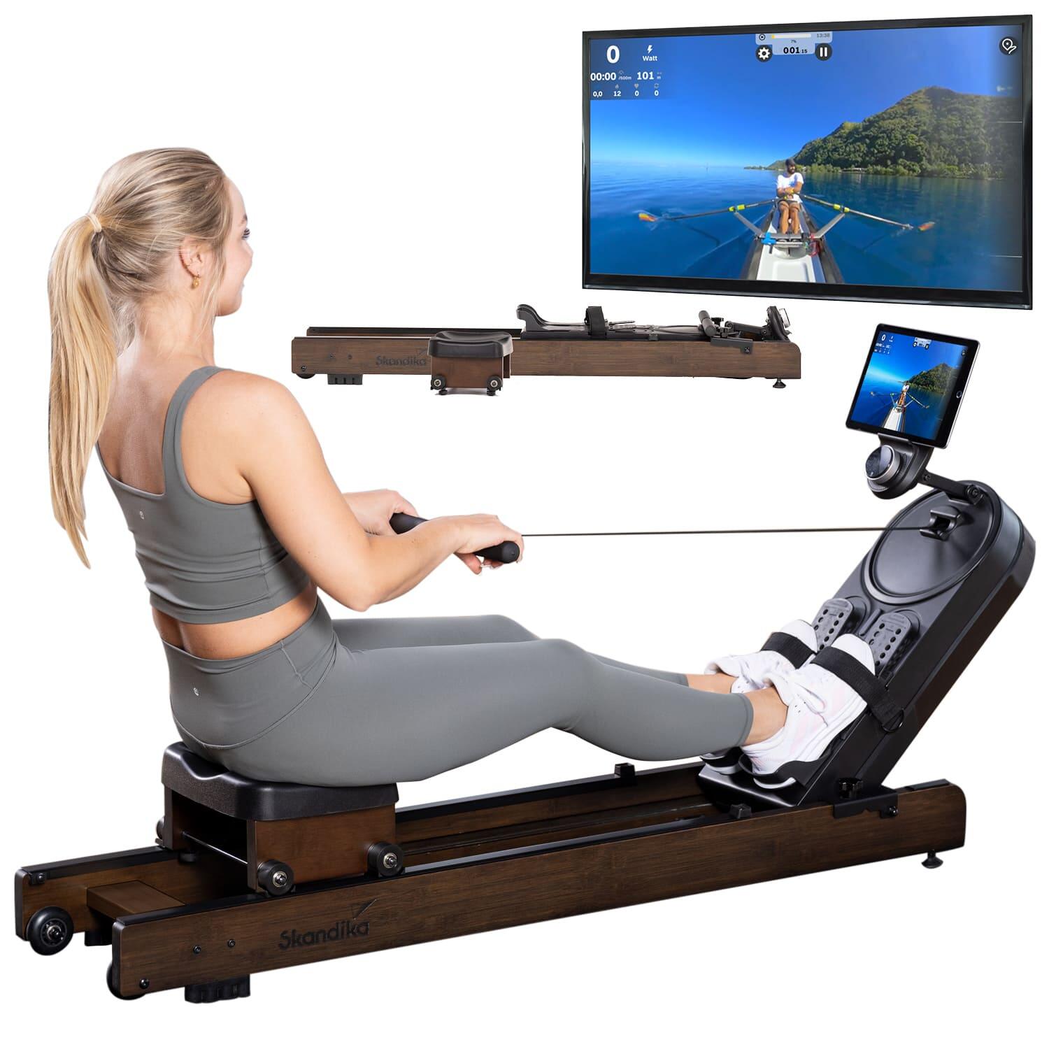 Wioślarz magnetyczny, stacjonarny, składany Rovek, do 130 kg, drewniany