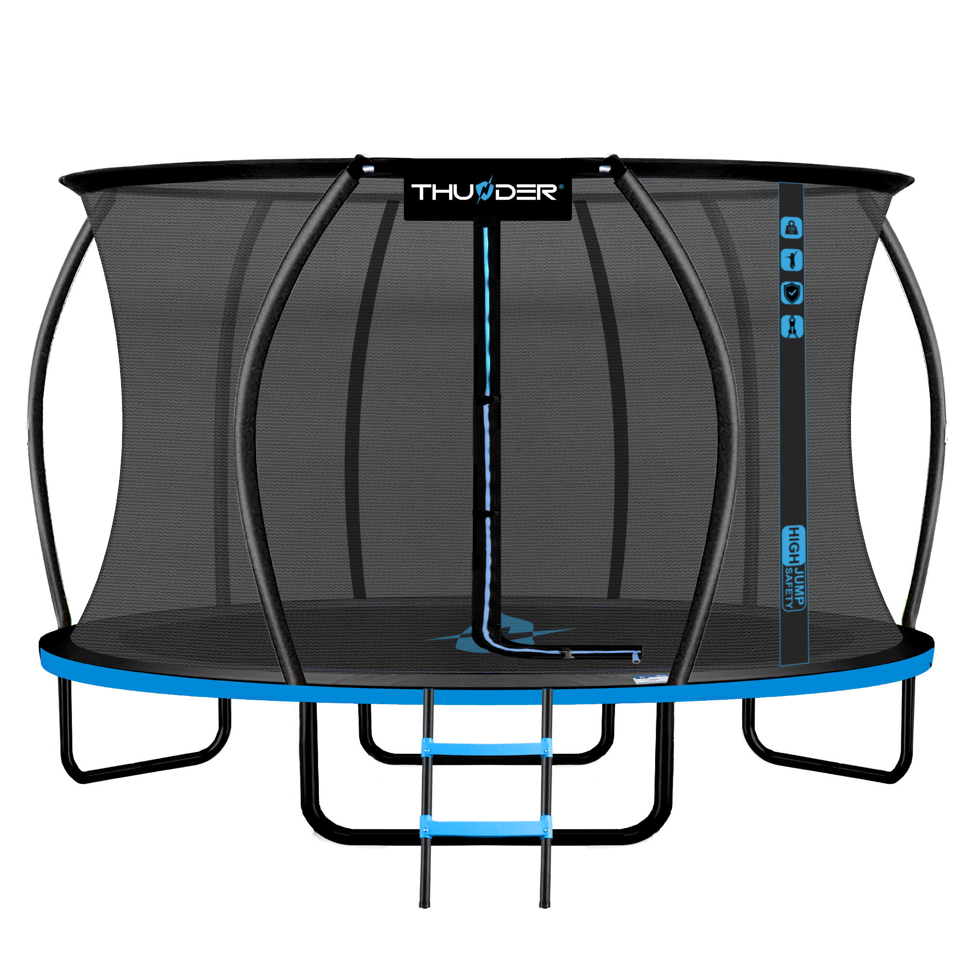 Trampolina ogrodowa dla dzieci z siatką THUNDER INSIDE-ULTRA 14ft 427cm Blue