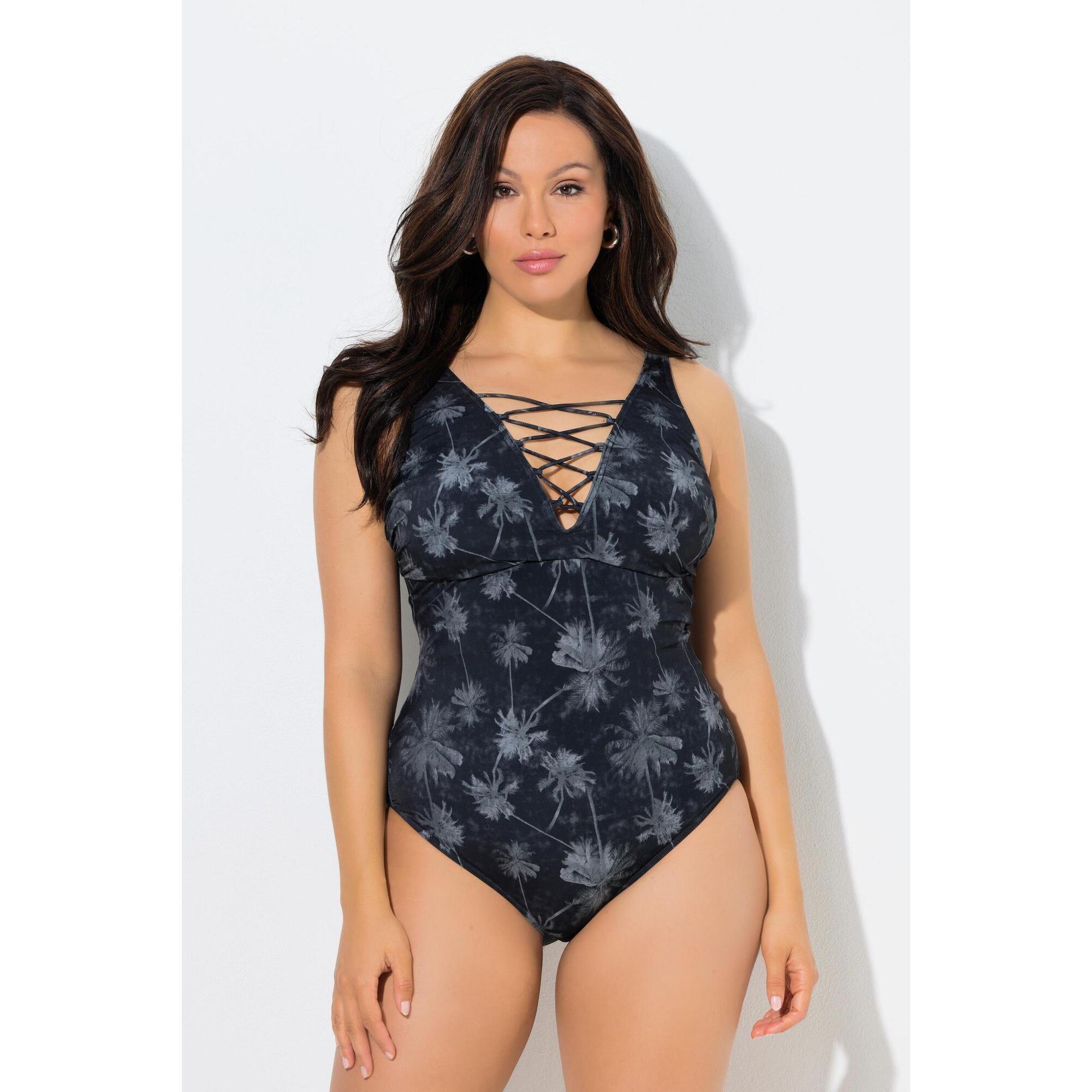 Damskie Kostium kąpielowy palmy miękkie miseczki wiązanie z recyklingu