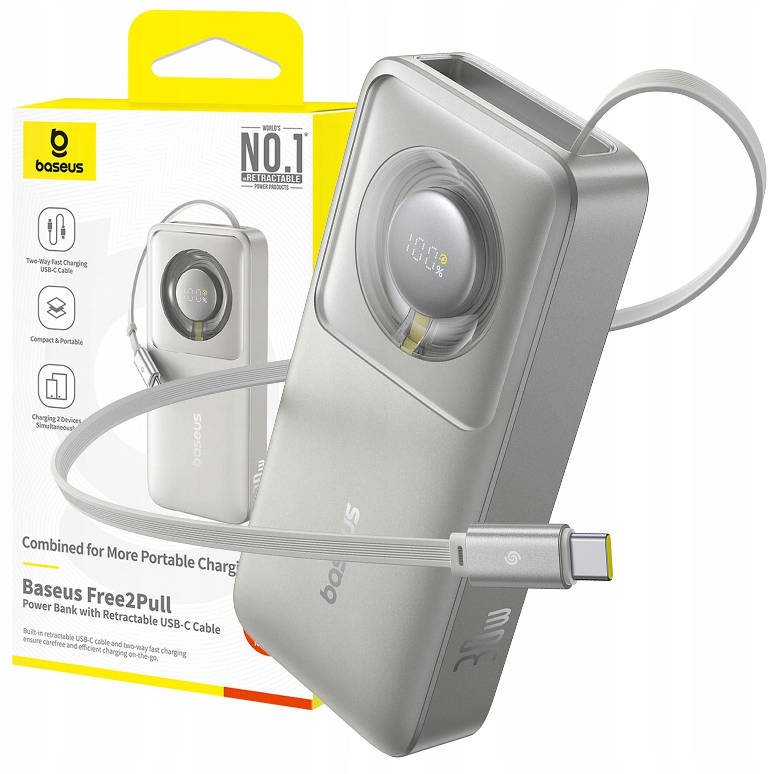 Powerbank Baseus 10000 mAh 30W usb-c + wbudowany kabel usb-c 70cm