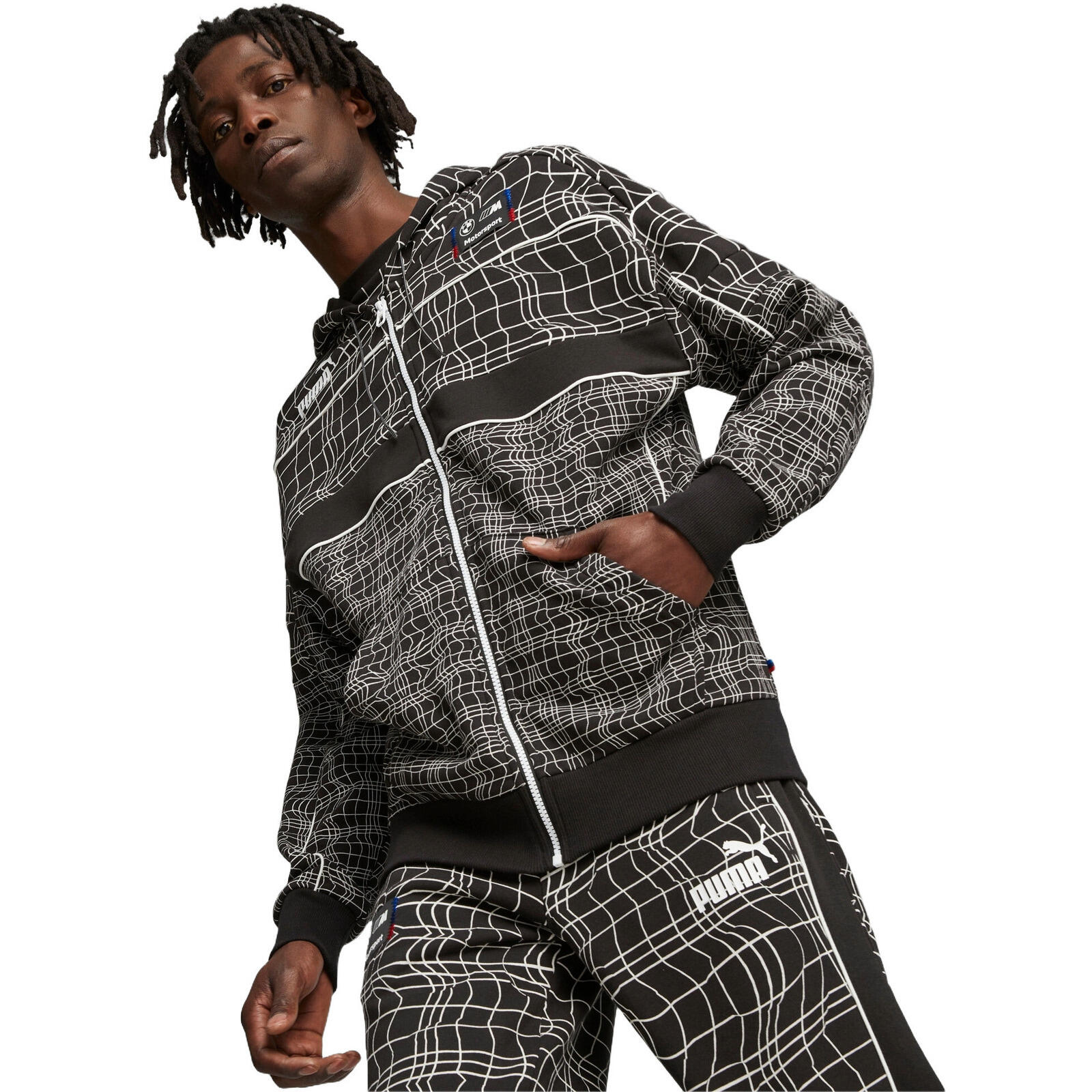 Bluza z kapturem męskie Puma Bmw Mms Camo Sds Hooded Sweat Jacket