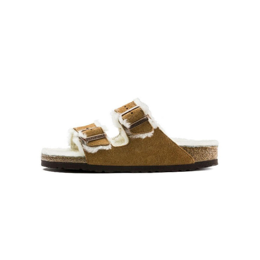Klapki Birkenstock Arizona VL Shearling Mink wąskie narrow (1001135)