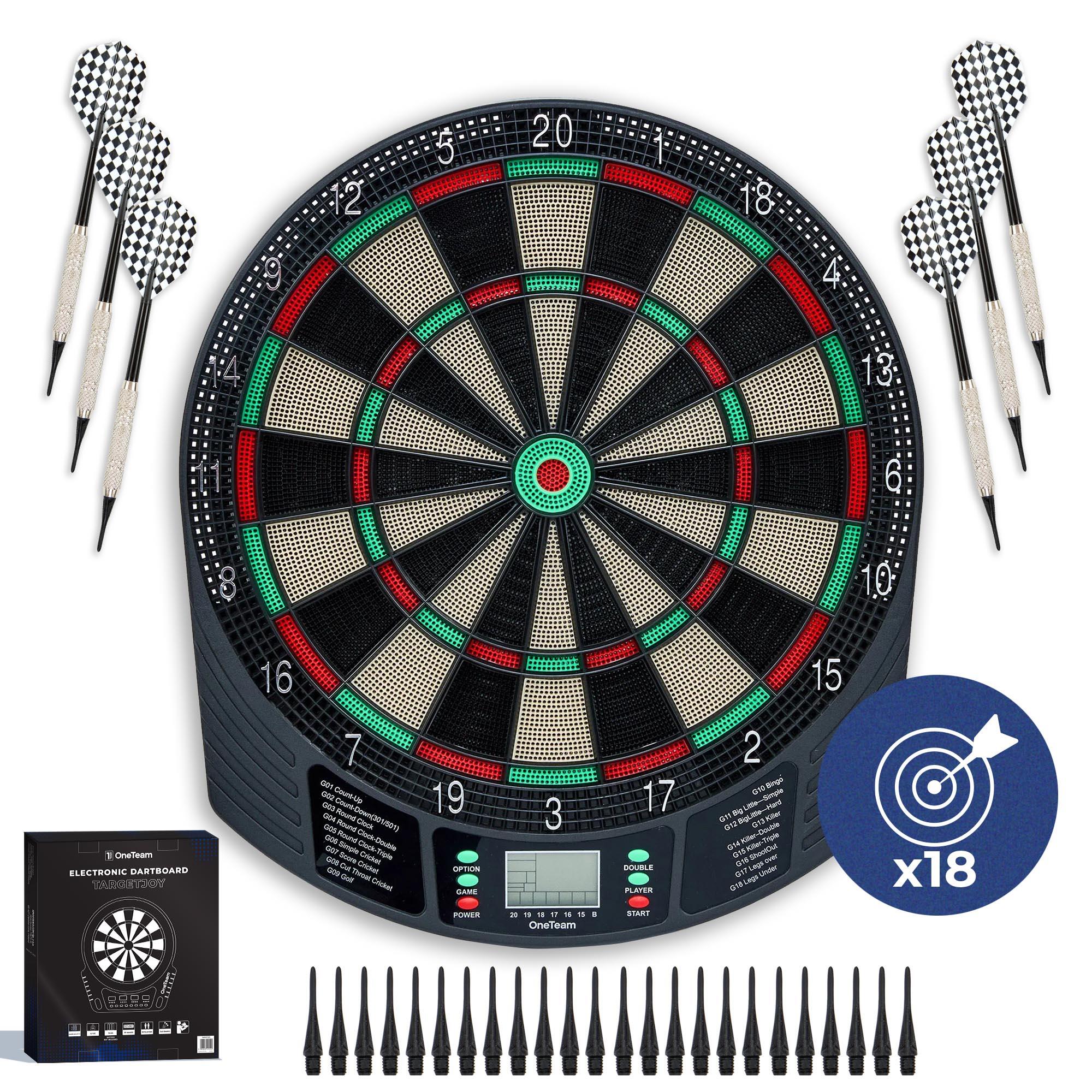 Dart tarcza elektroniczna do gry + 6 rzutek + tryby multiplayer – gra imprezowa