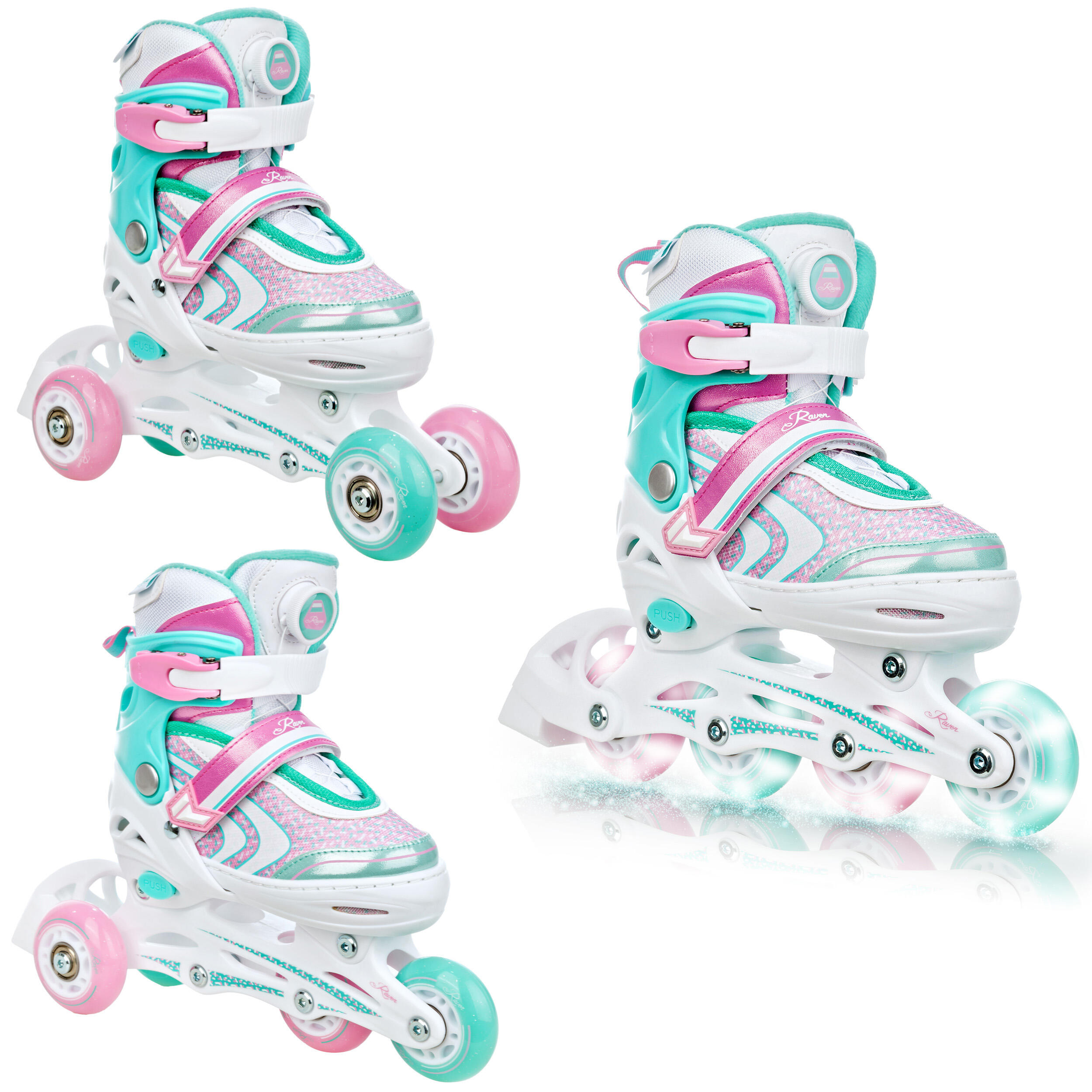 Rolko-Wrotki Regulowane 3w1 Raven Lia PLUS Świecące Kółka