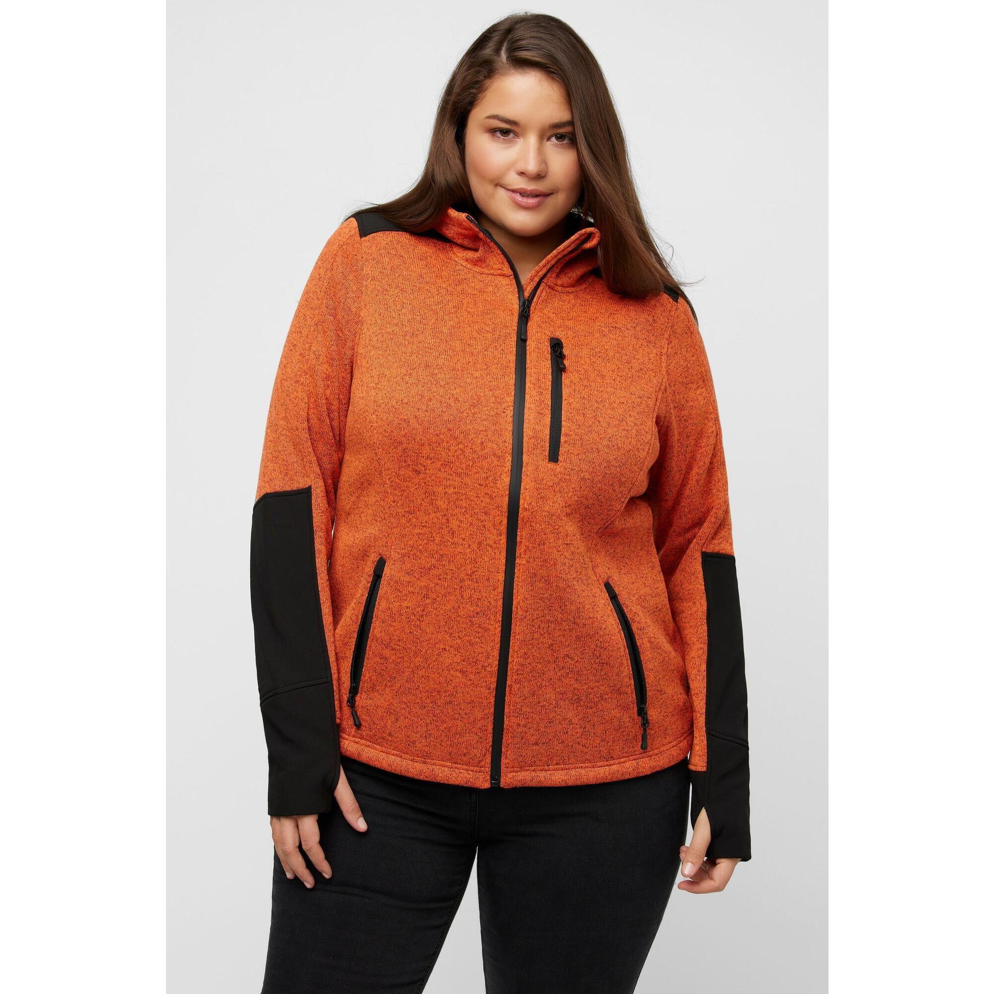 Damskie Kurtka polarowa odblaskowe nadruki kaptur otwór na kciuk