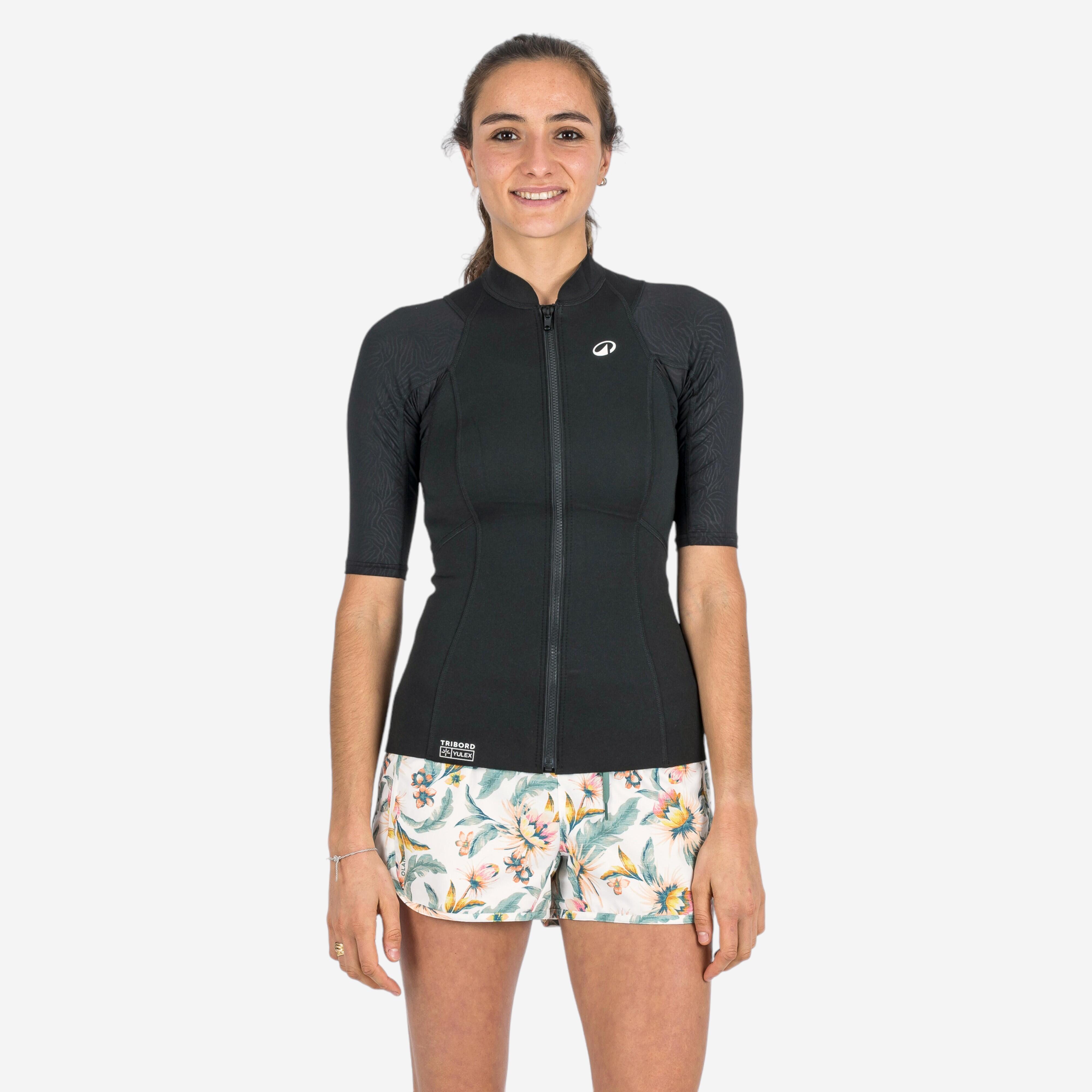 Top UV do snorkelingu damski Decathlon 100 Yulex 1,5 mm krótki rękaw