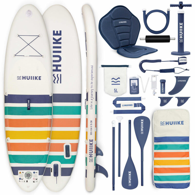 Deska SUP Nadmuchiwana Akcesoria Premium HUIIKE, Biały, o Dużej Stabilności