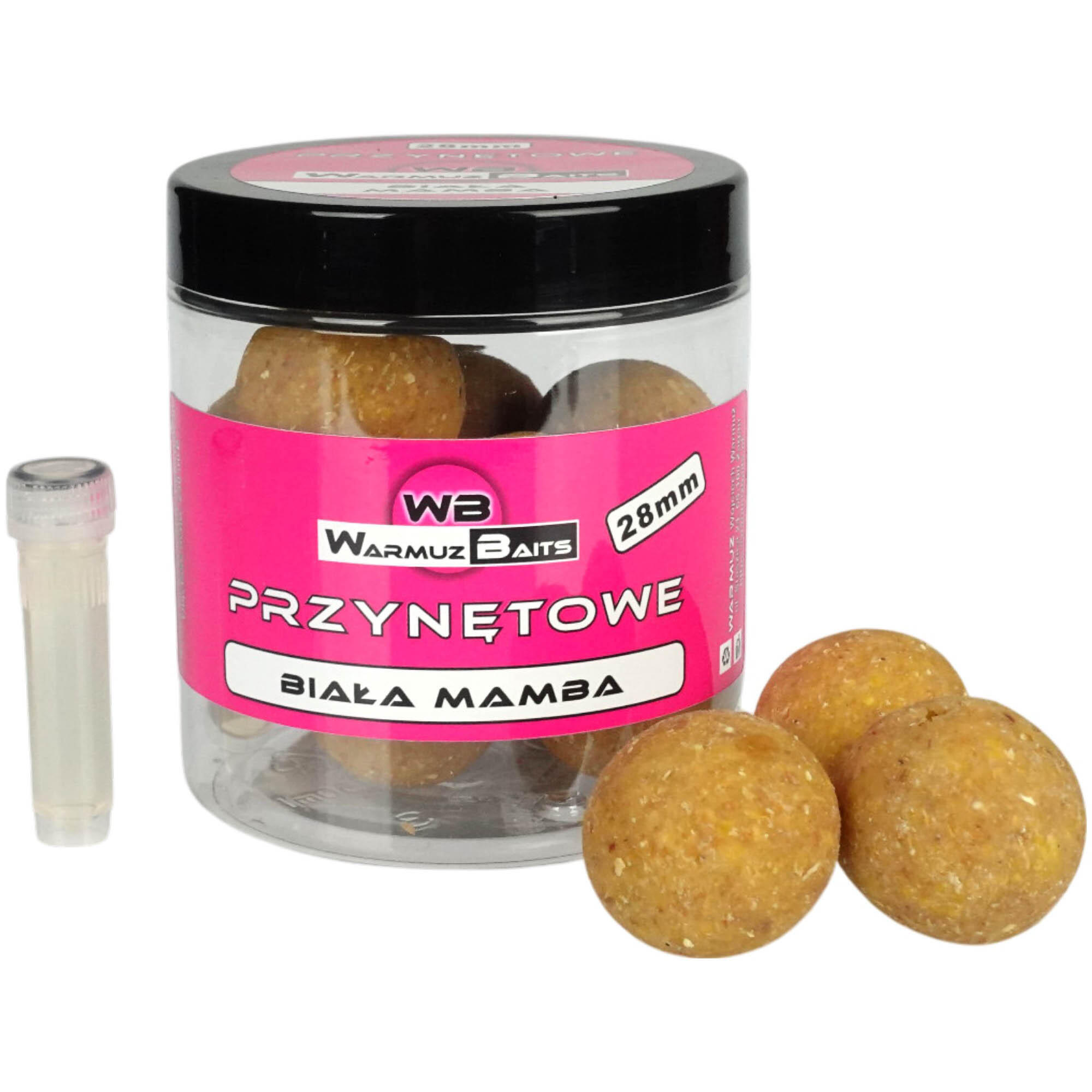 Przynęta Kulki Haczykowe Warmuz Baits Biała Mamba 28Mm 250Ml + Dopalacz